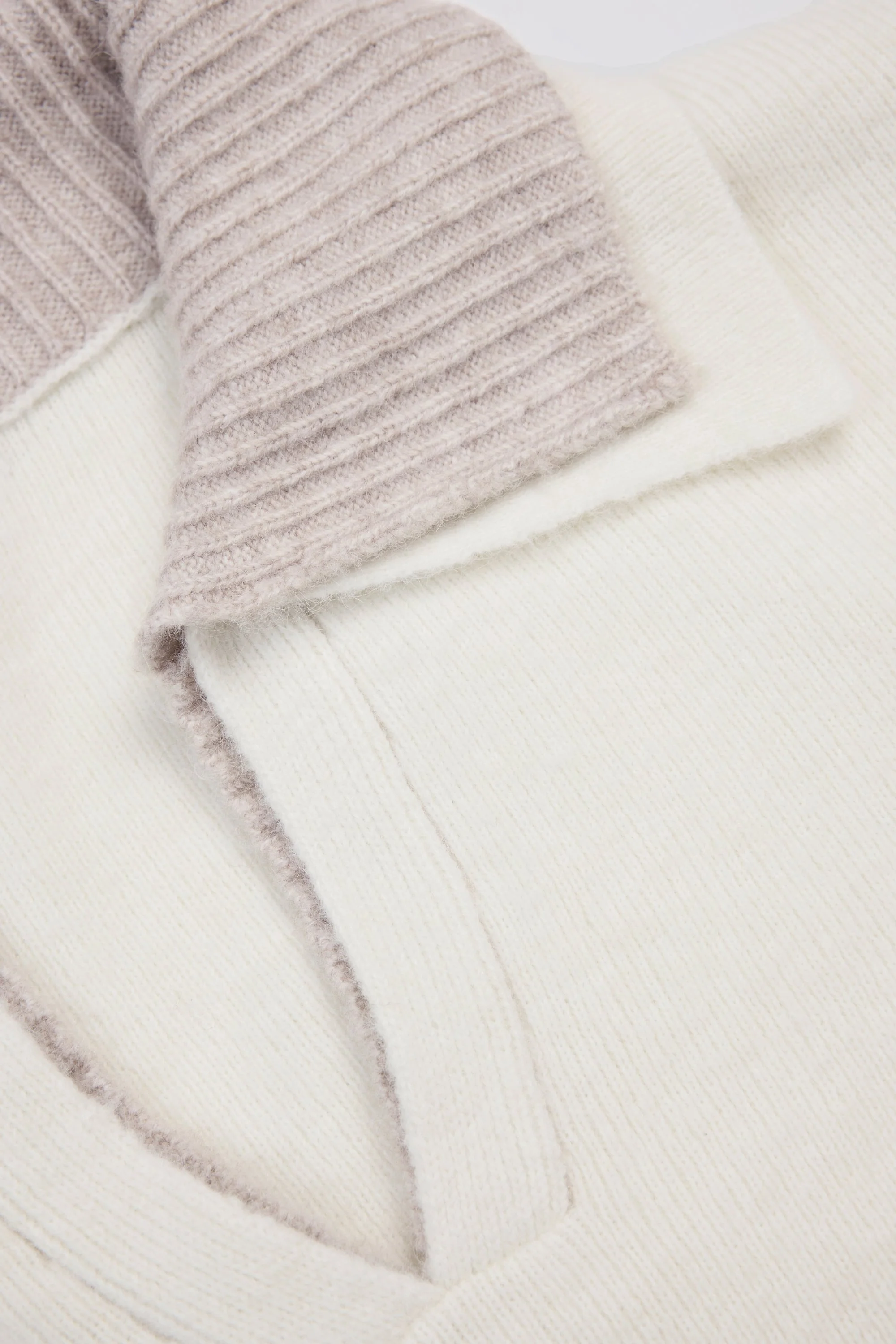 Soft Knit Layered Collar Cropped Jumper in Ivory - Image 5