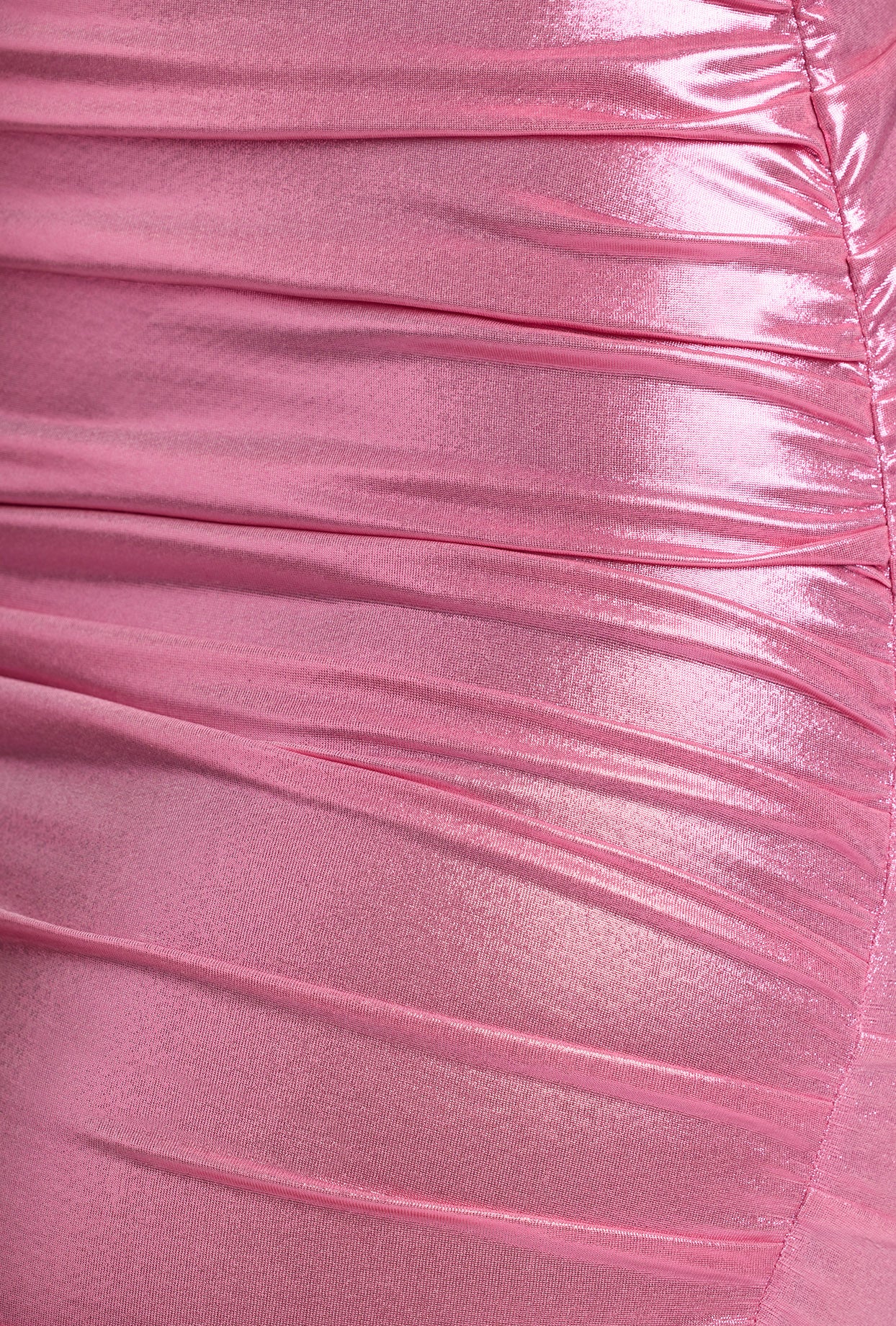 Long Sleeve Metallic Jersey Mini Dress in Rose Pink - Image 5