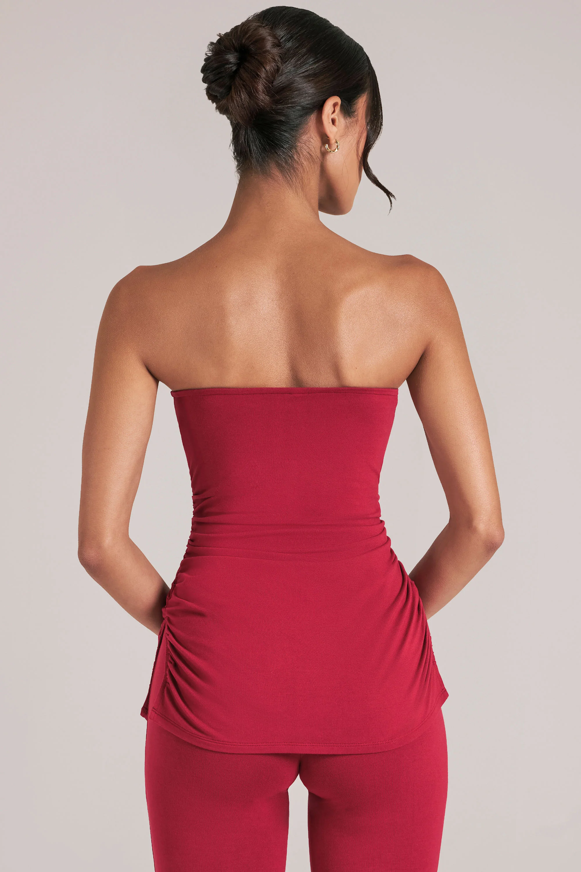 Bandeau Longline Top in Cherry Red - Image 2