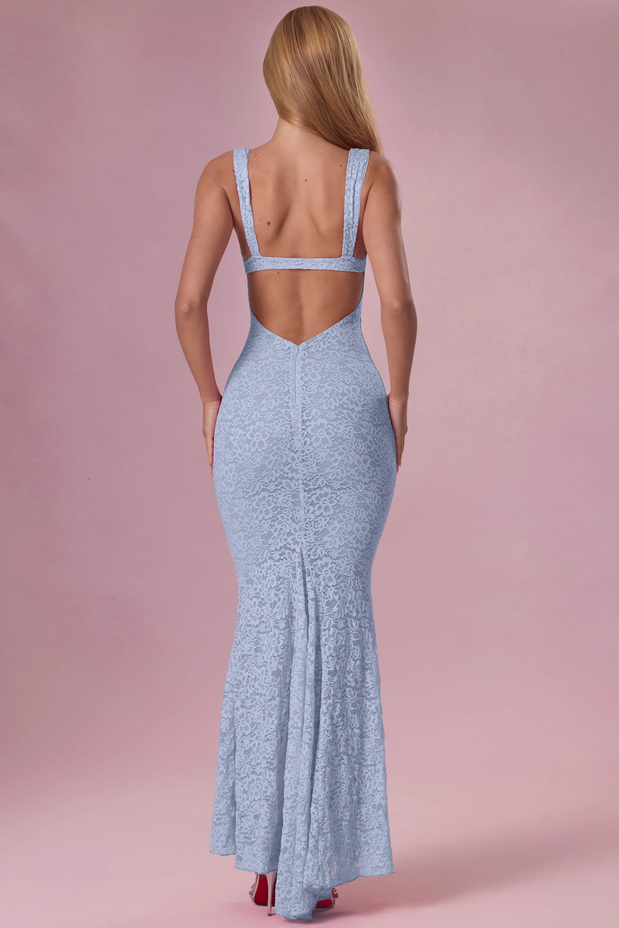Lace Sweetheart-Neck Gown in Sky Blue - Image 3