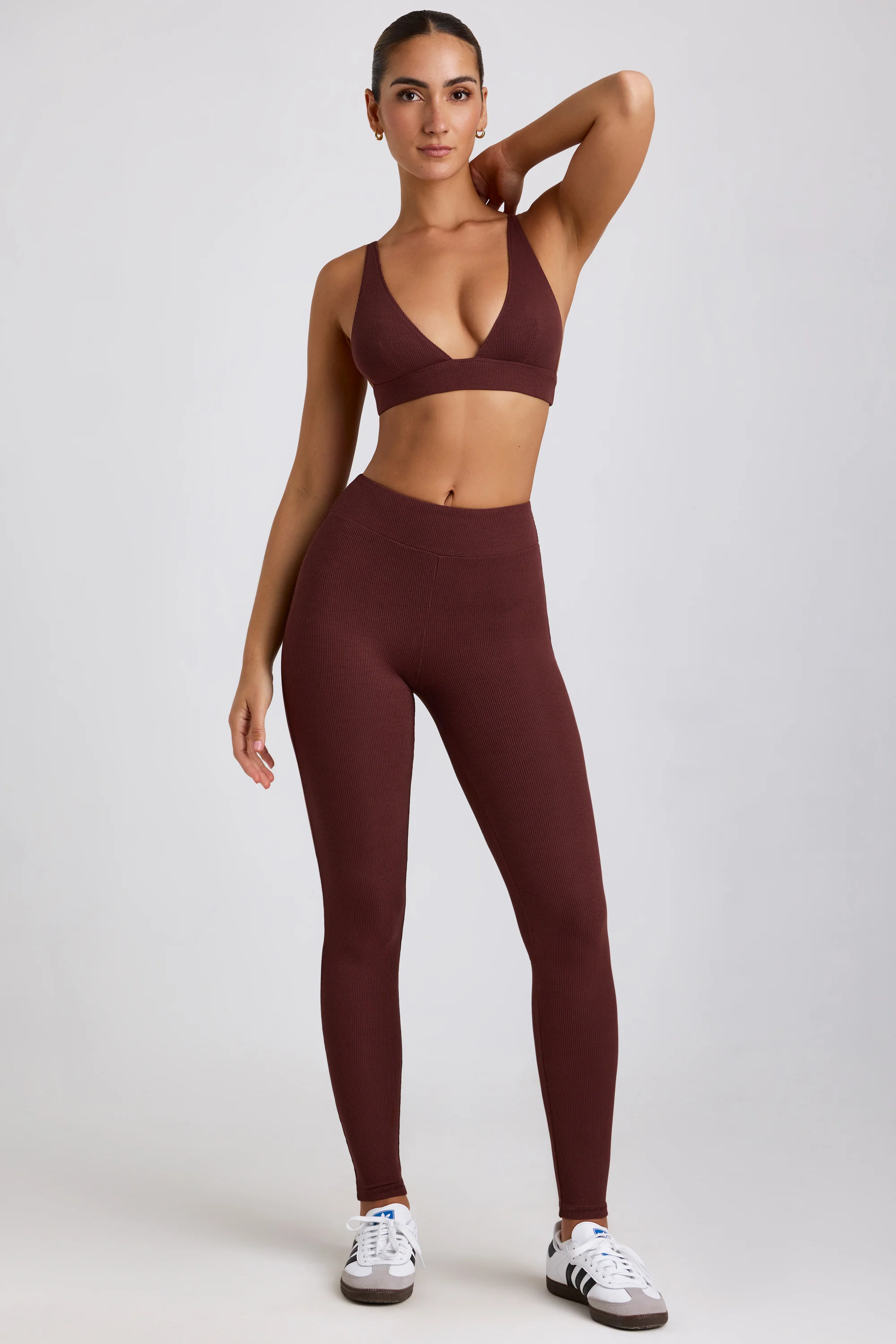 Ribbed Modal High Waist Leggings in Espresso - Image 5