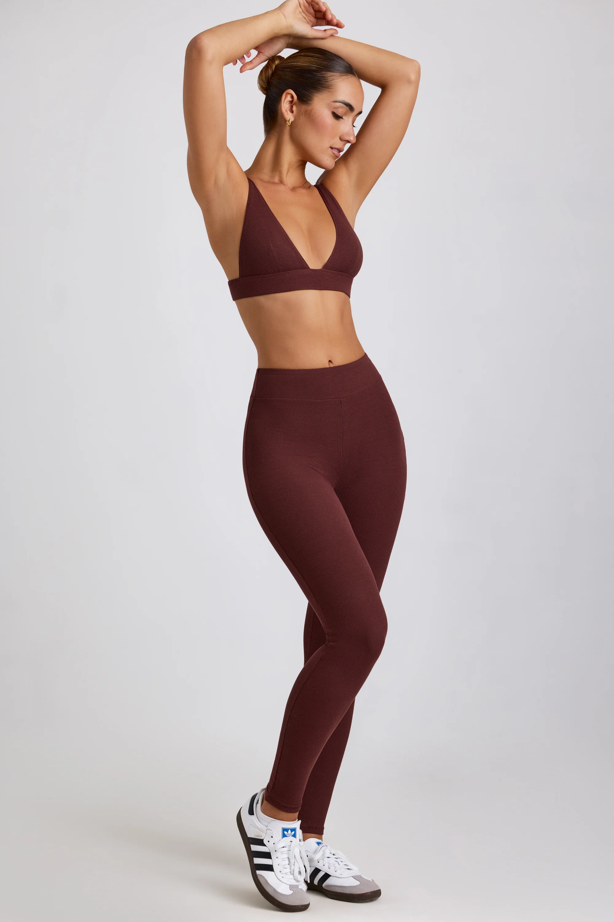 Ribbed Modal High Waist Leggings in Espresso - Image 6