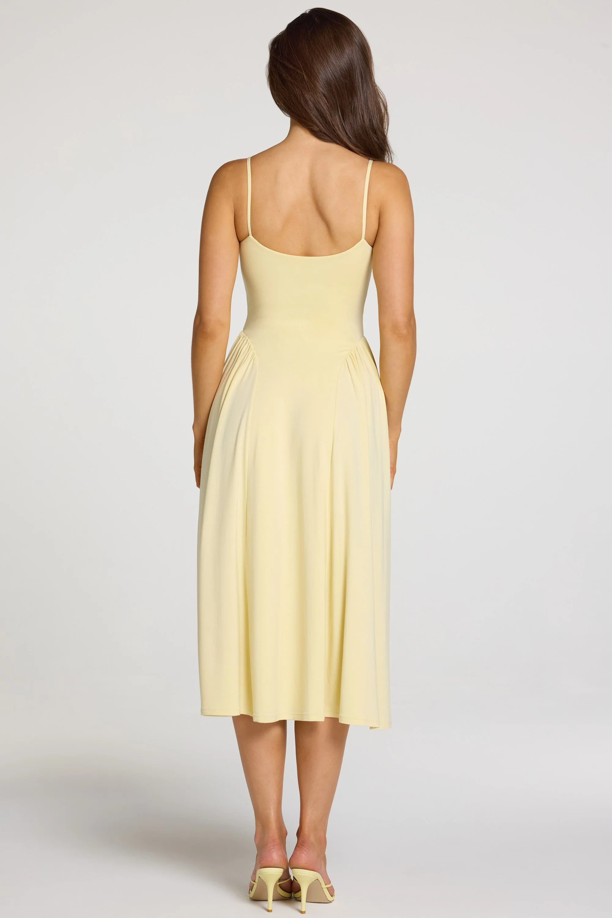Modal Lace-Trim Midaxi Dress in Pastel Yellow - Image 3