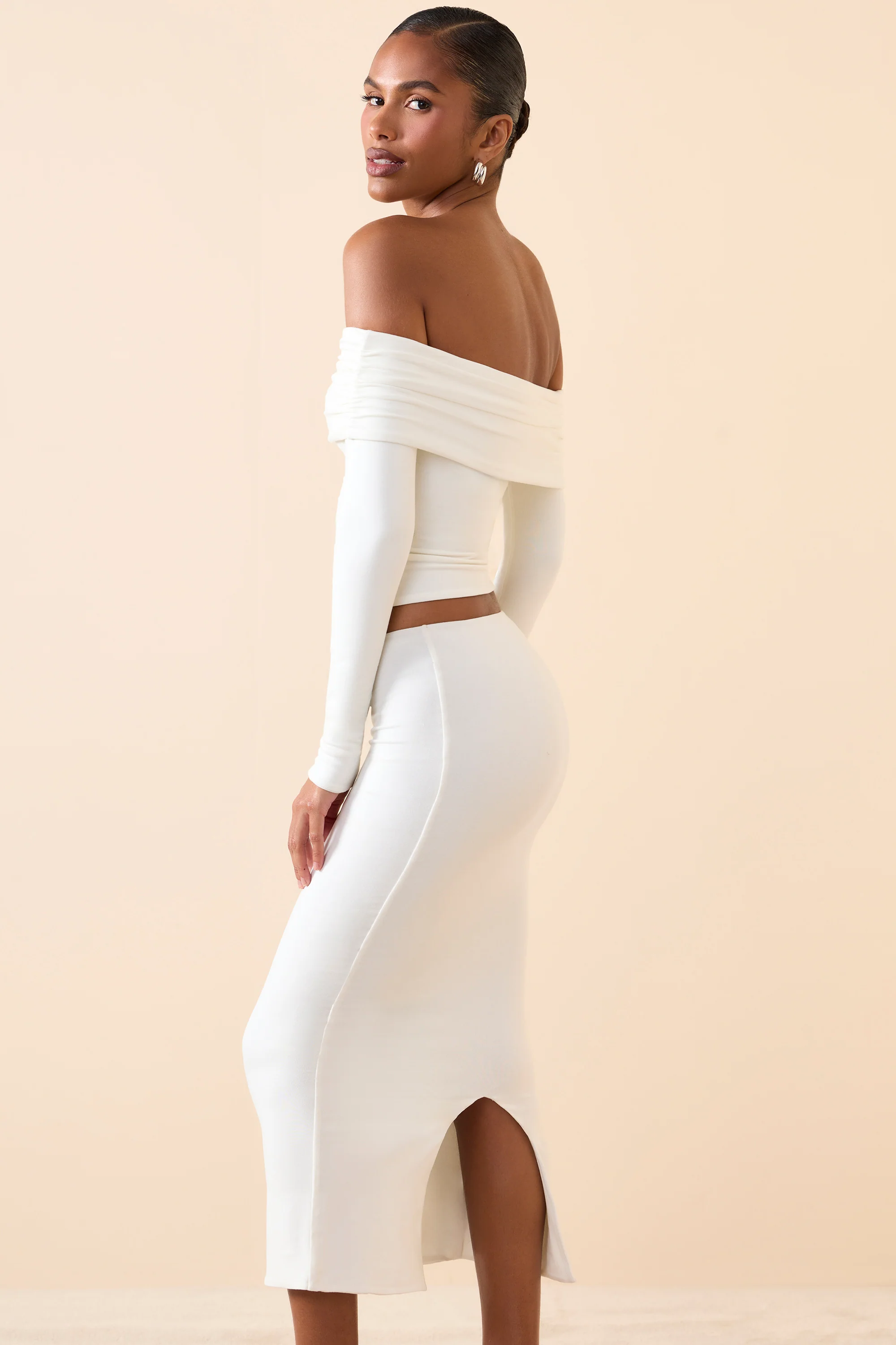 Modal Mid-Rise Midaxi Skirt in White - Image 3