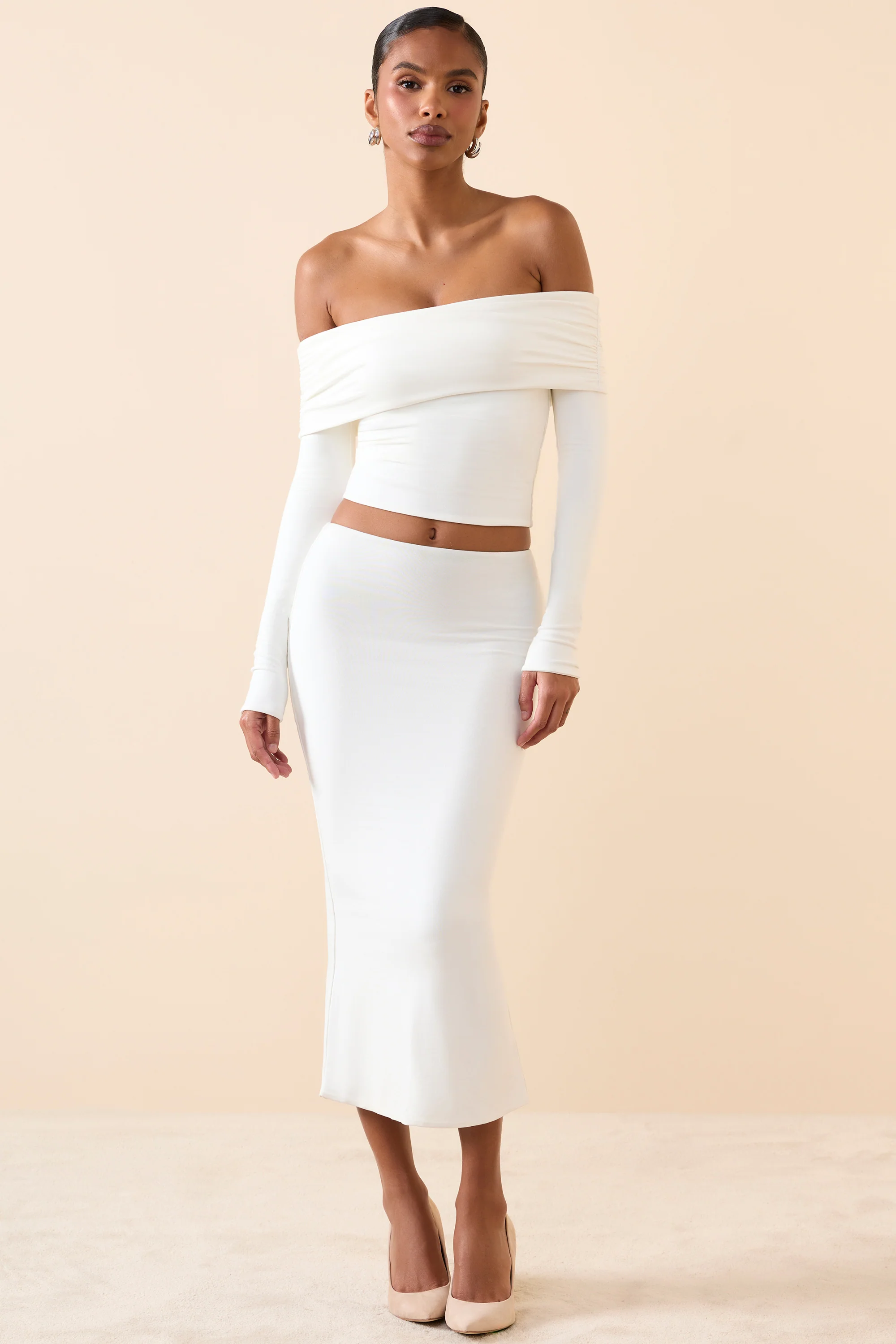 Modal Mid-Rise Midaxi Skirt in White - Image 4