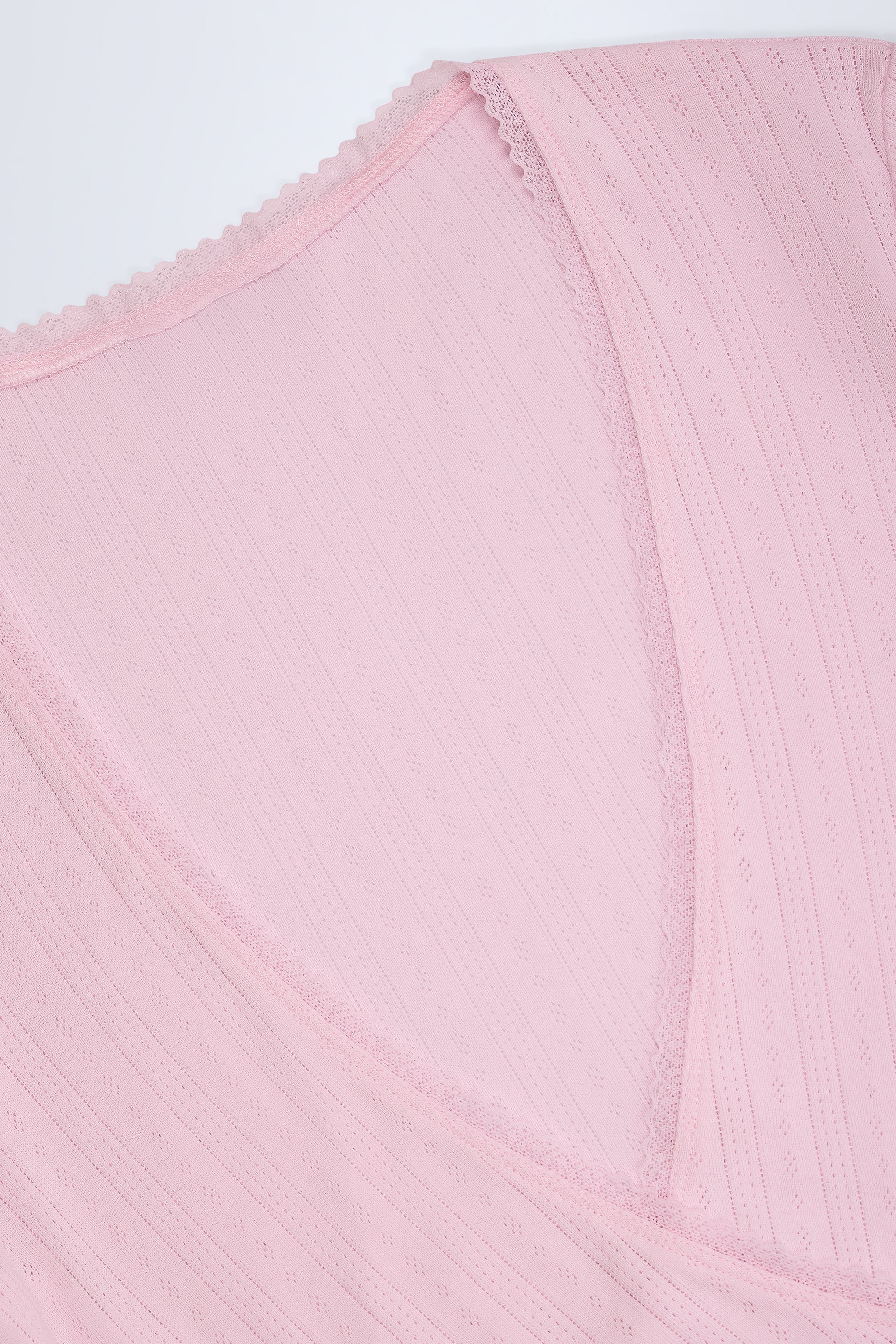 Pointelle Wrap Crop Top in Baby Pink - Image 6