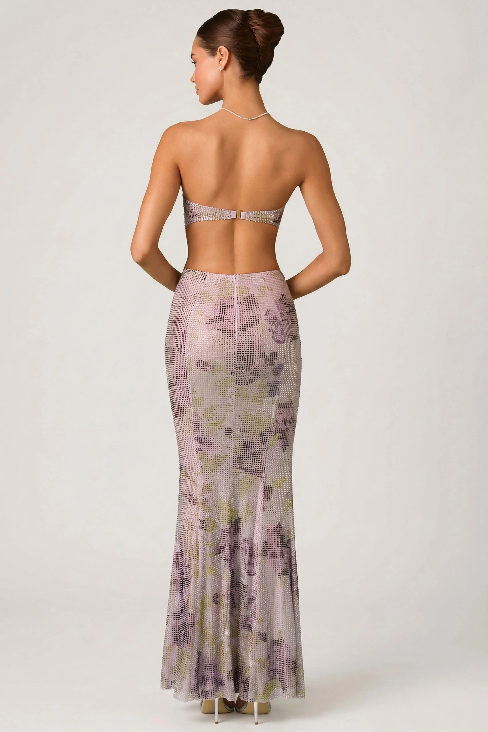 Embellished Cut-Out Fishtail Maxi Dress in Lilac - Image 2