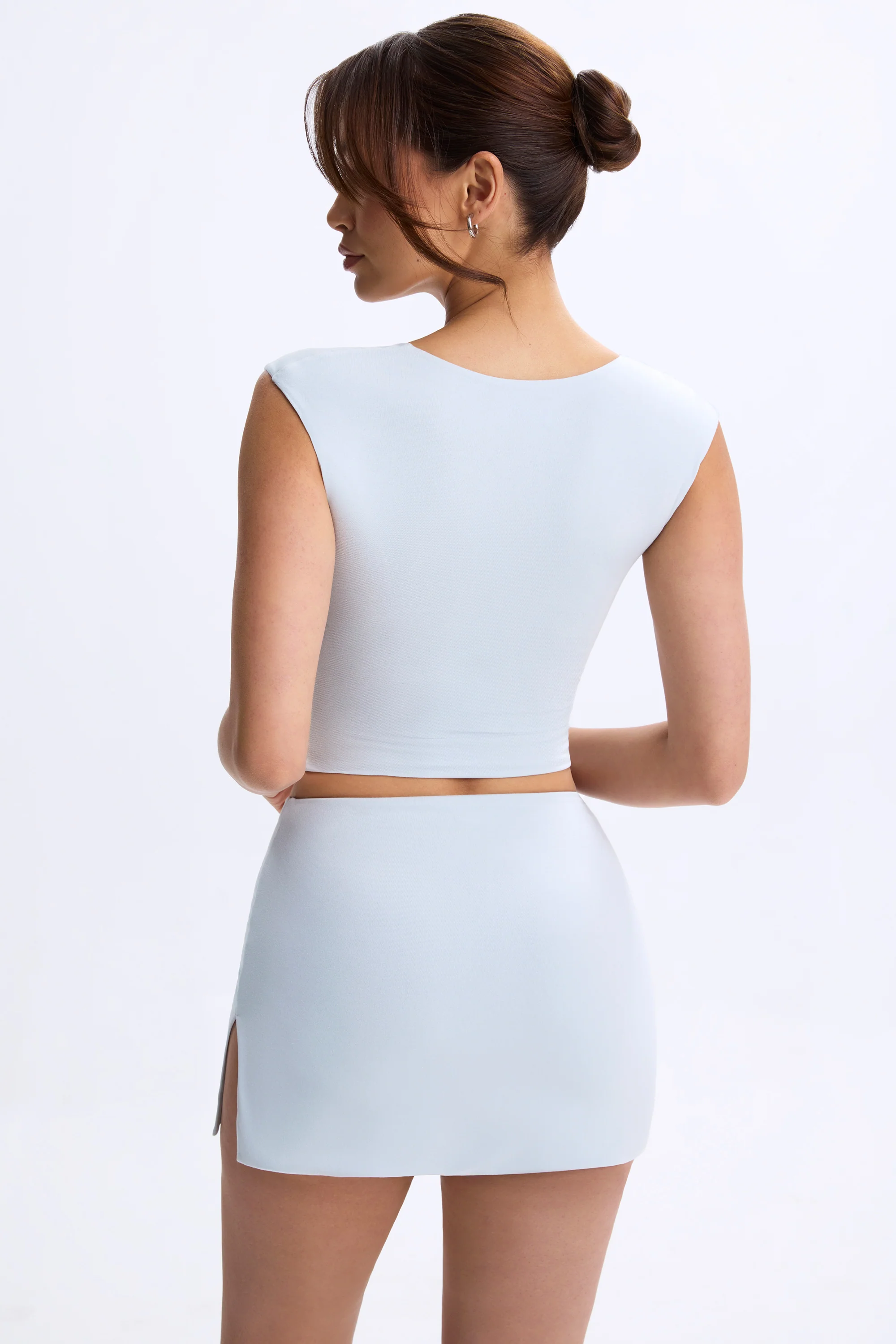 Modal Mid-Rise Micro Mini Skirt in Dusty Blue - Image 2
