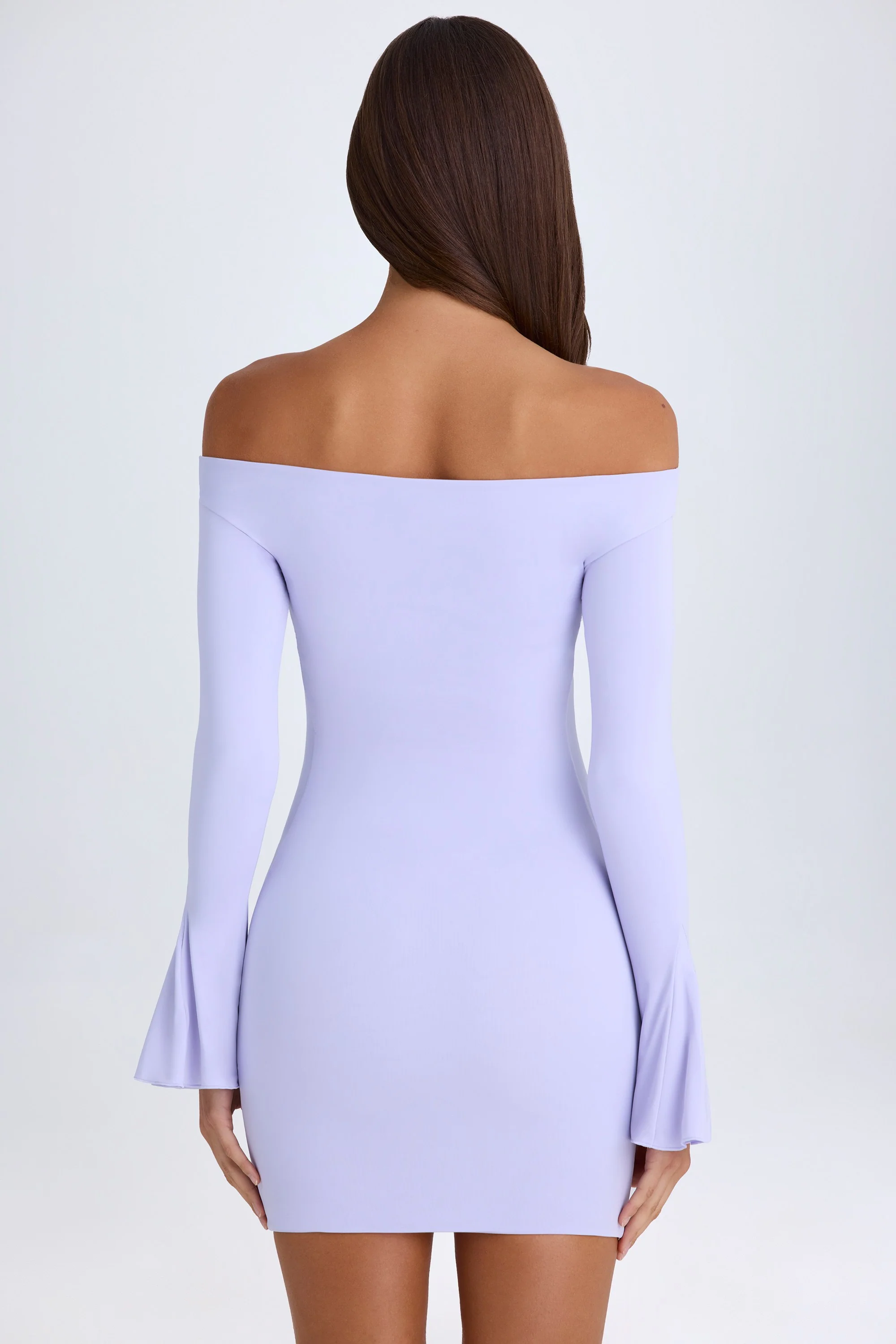 Off-Shoulder Cut-Out Mini Dress in Soft Lilac - Image 2