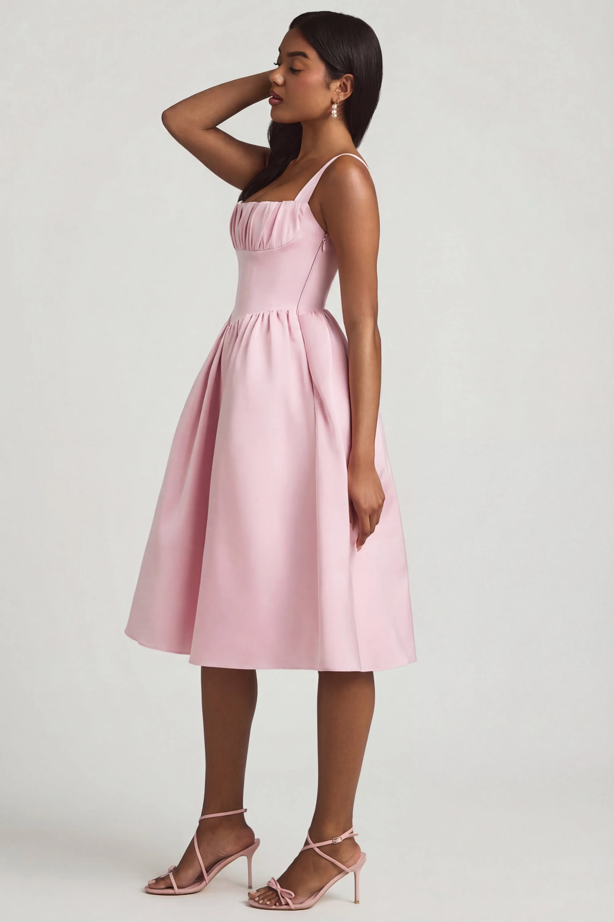 Draped Corset Midaxi Dress in Blush - Image 3