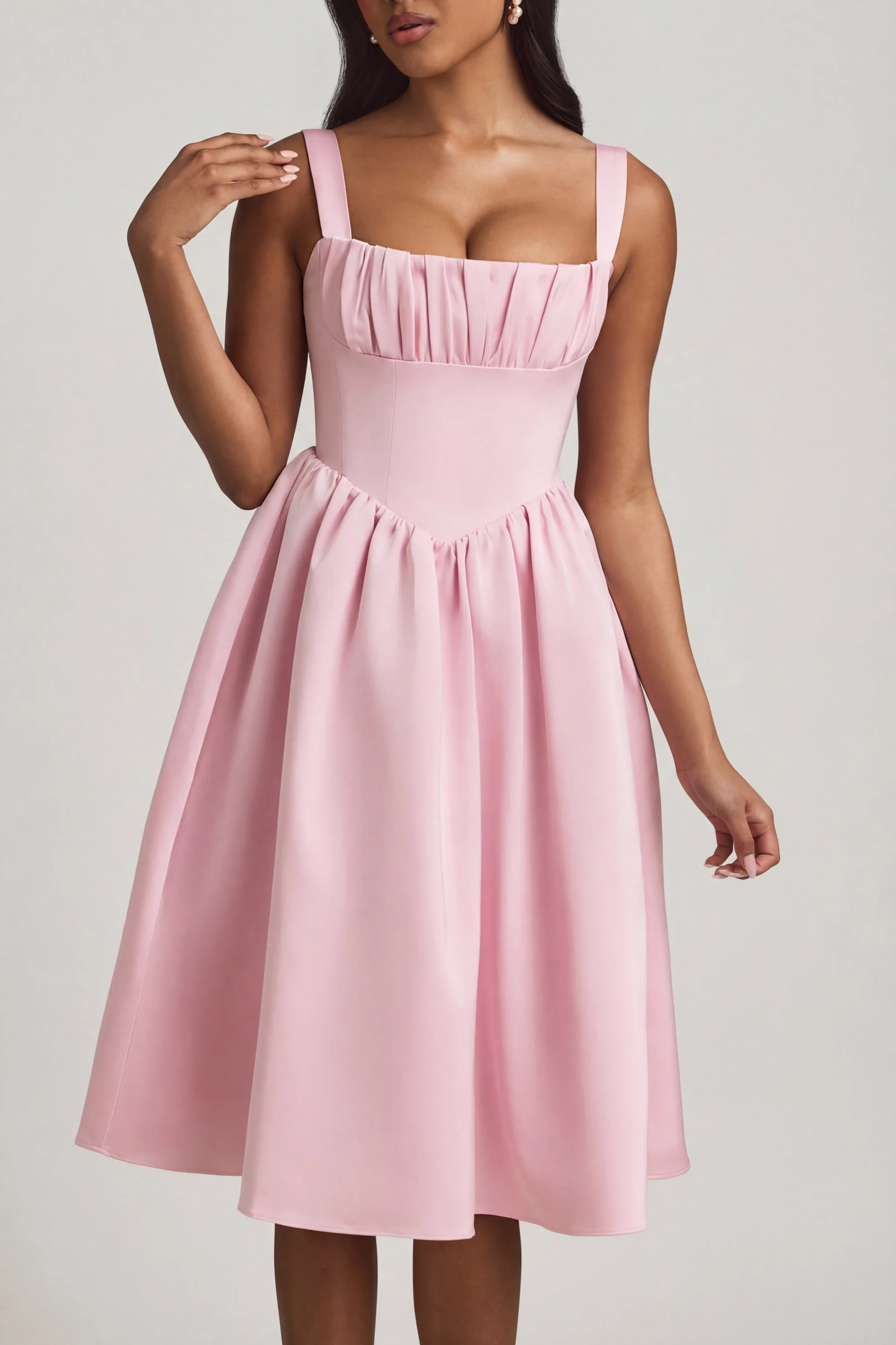 Draped Corset Midaxi Dress in Blush - Image 4