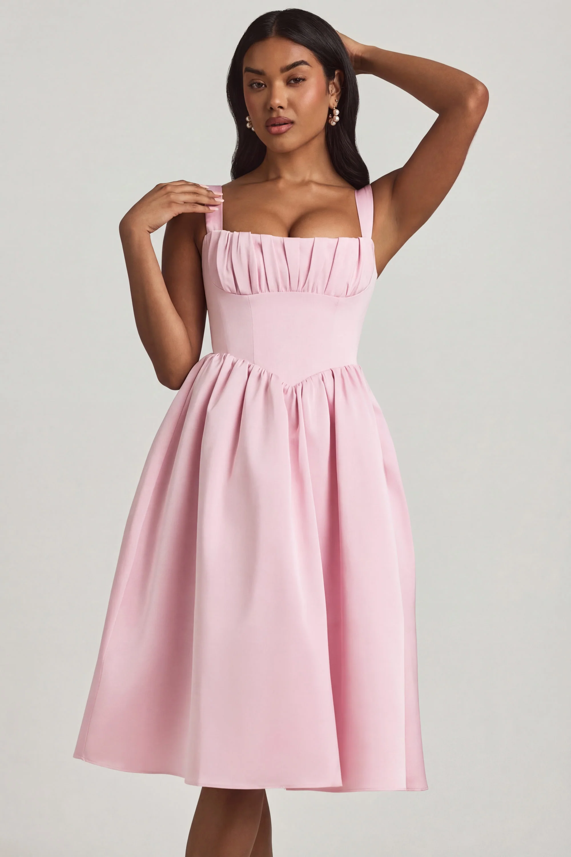 Draped Corset Midaxi Dress in Blush - Image 6