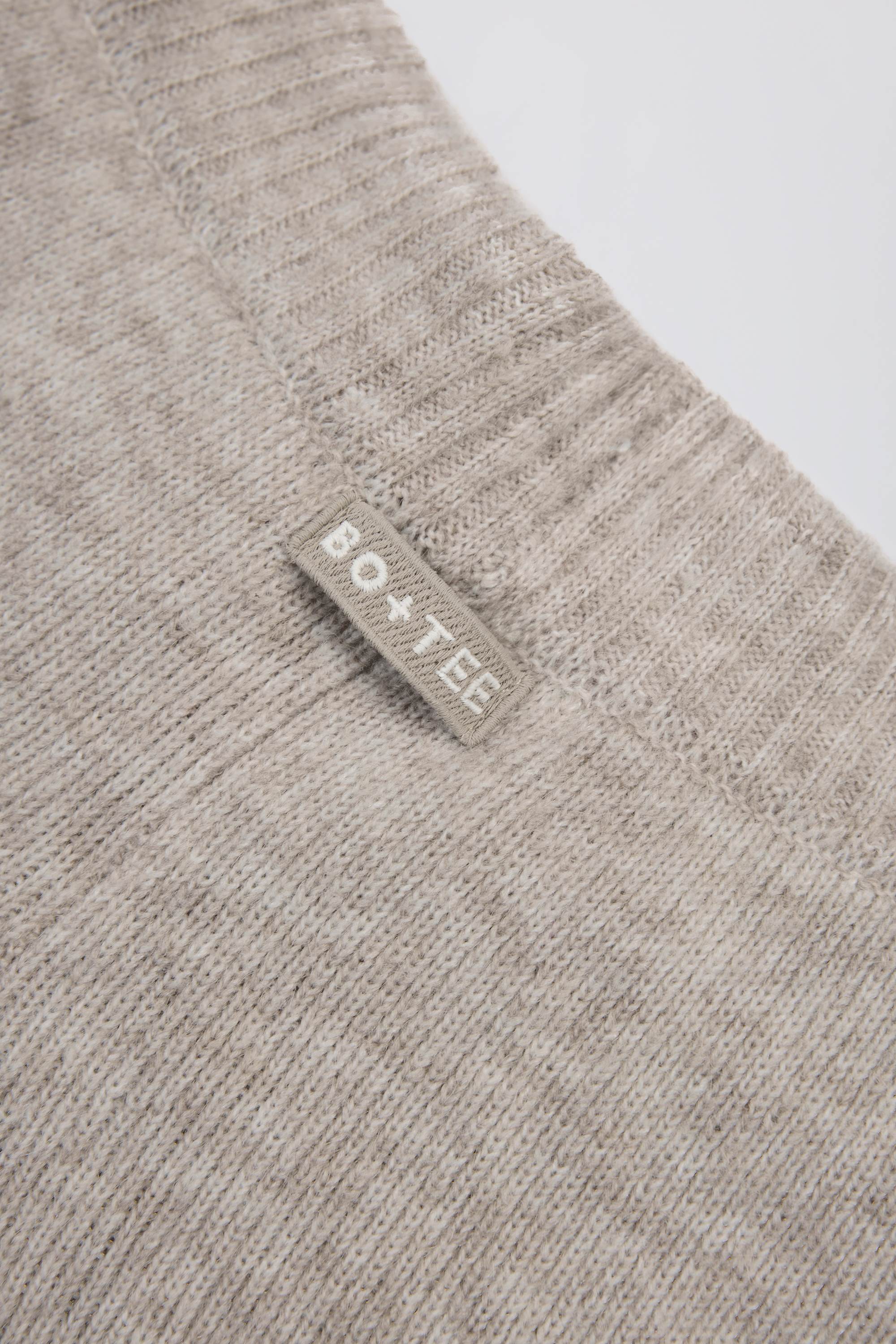 Knit Mid-Rise Wide-Leg Joggers in Beige - Image 4