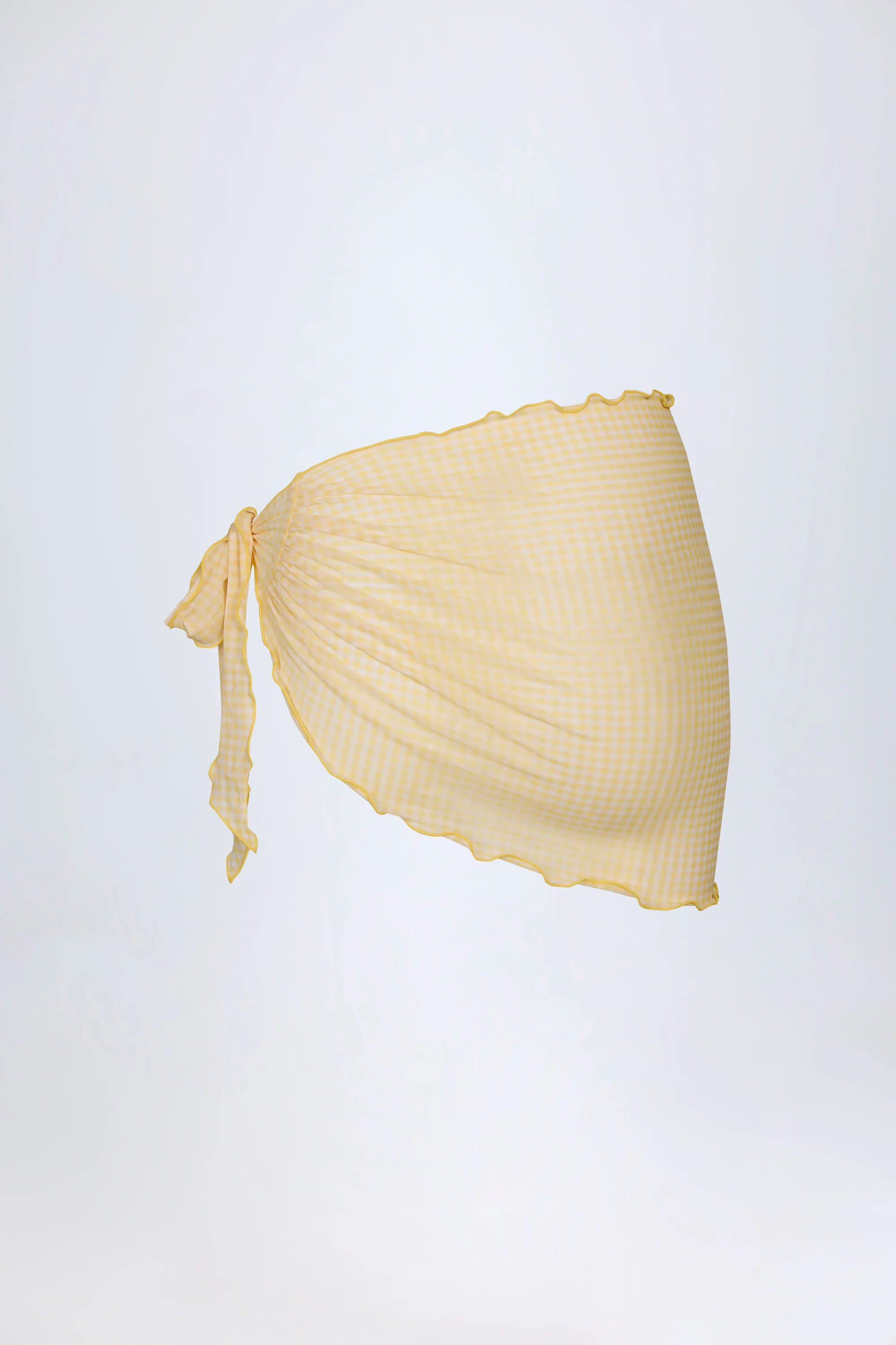 Side-Tie Sarong in Yellow Gingham - Image 4