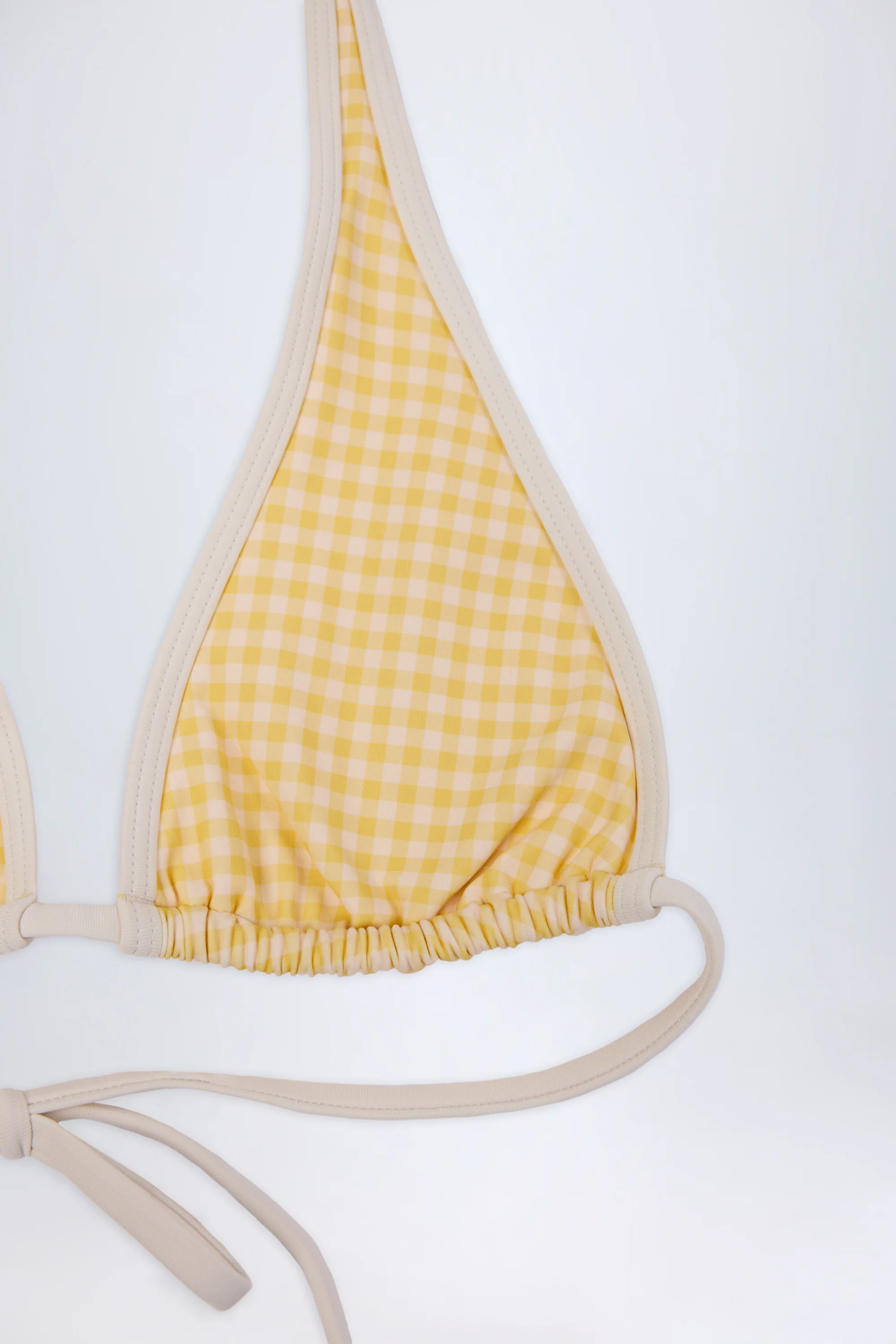 Halterneck Bikini Top in Yellow Gingham - Image 8