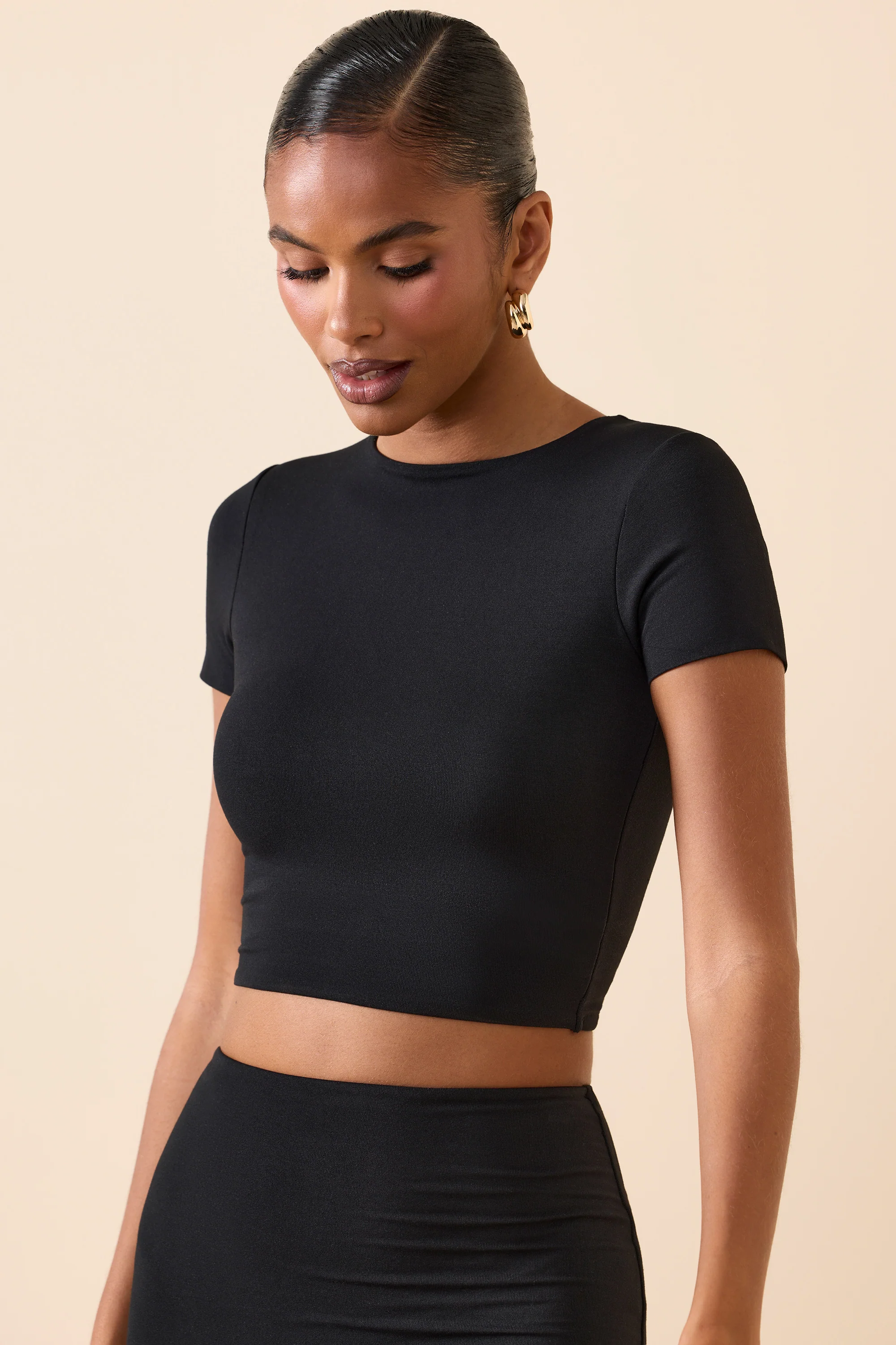 Cap Sleeve Crop Top in Black - Image 6