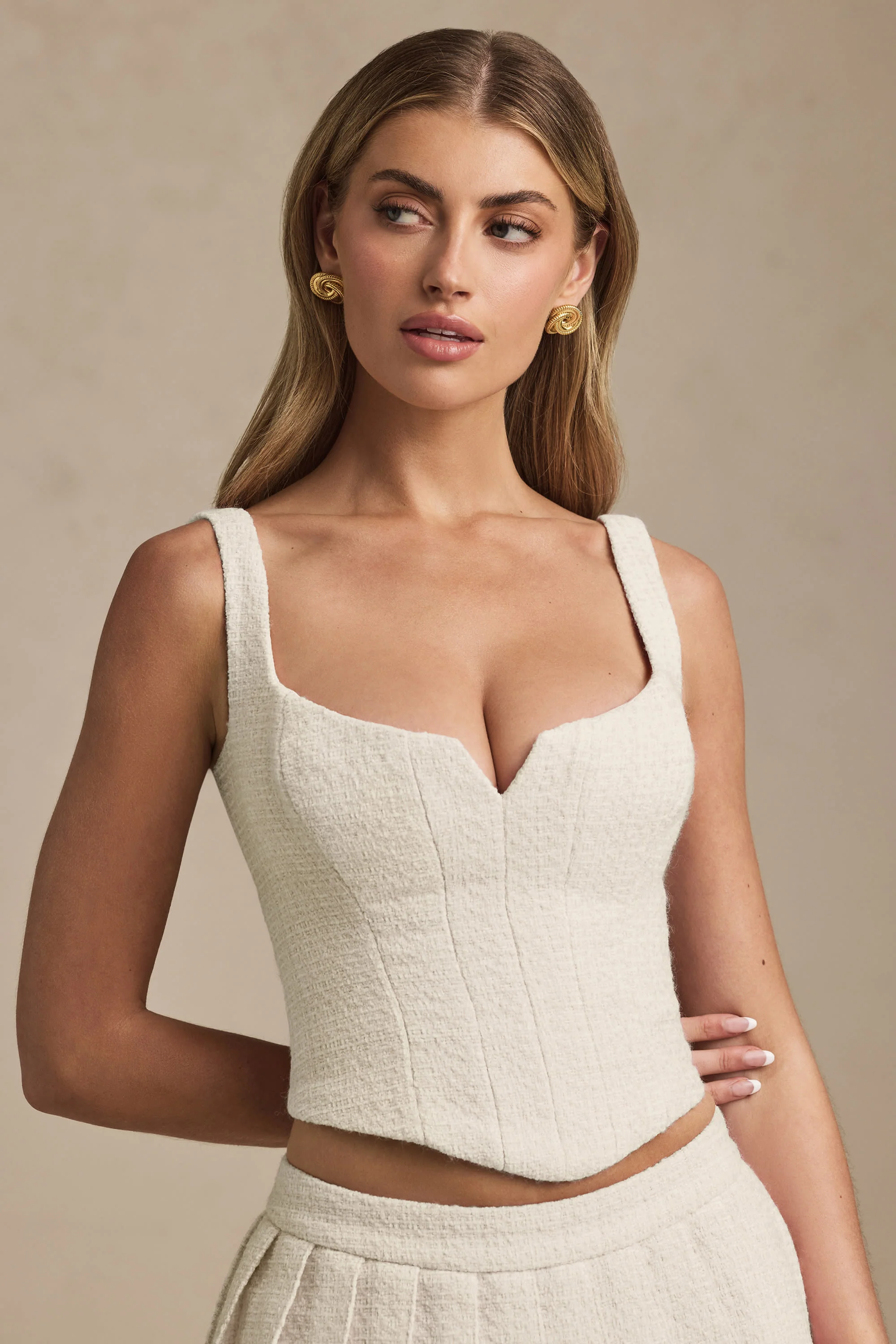Lace-Up Corset Top in Ivory - Image 4