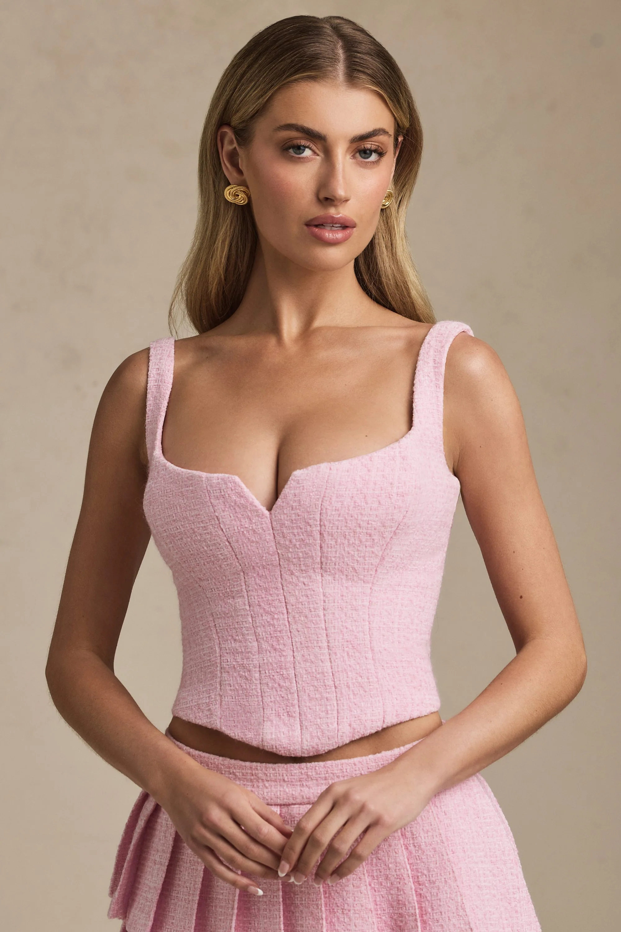 Lace-Up Corset Top in Soft Pink - Image 5