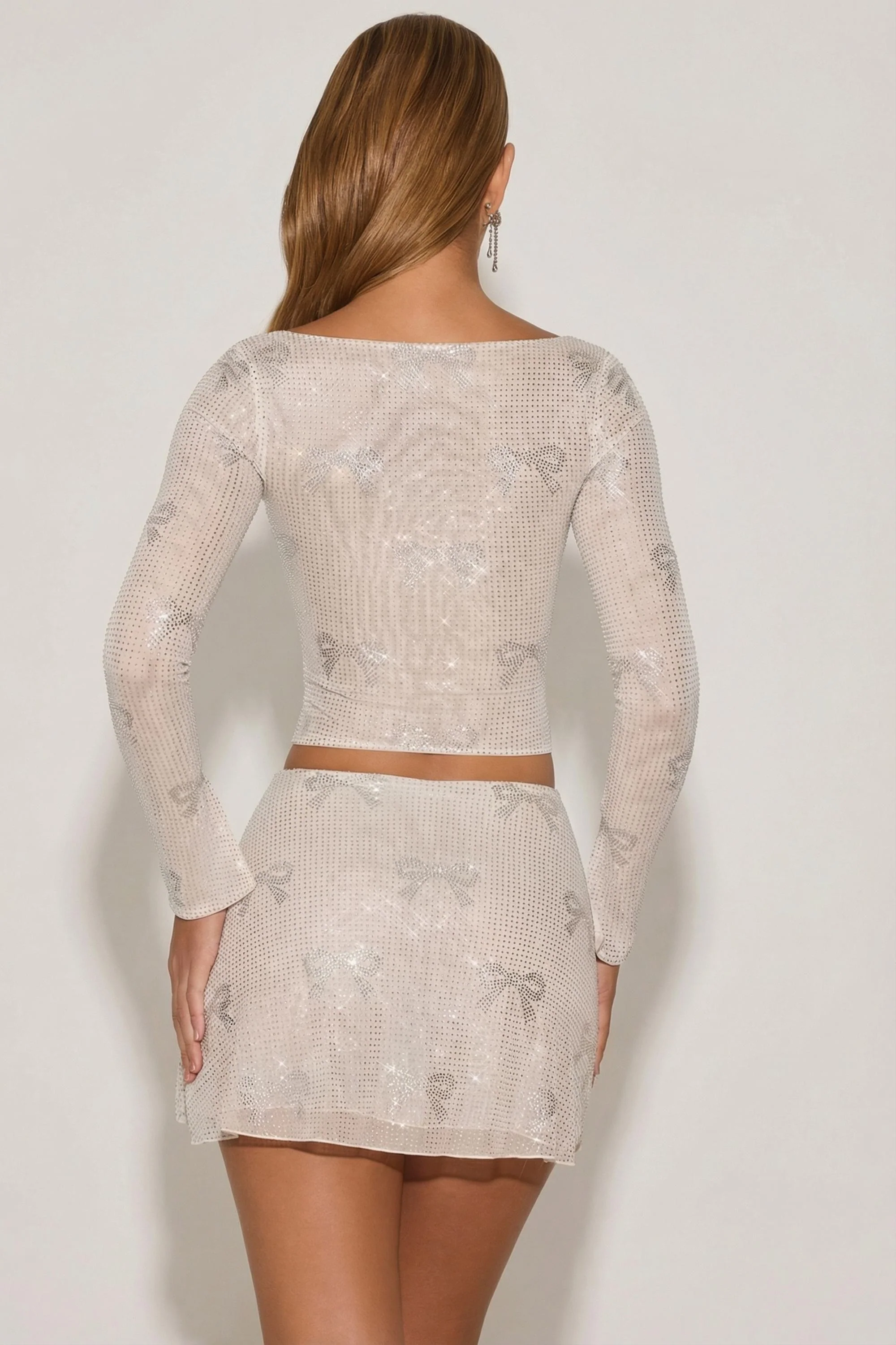 Embellished Bow-Detail Top in Ivory - Image 2