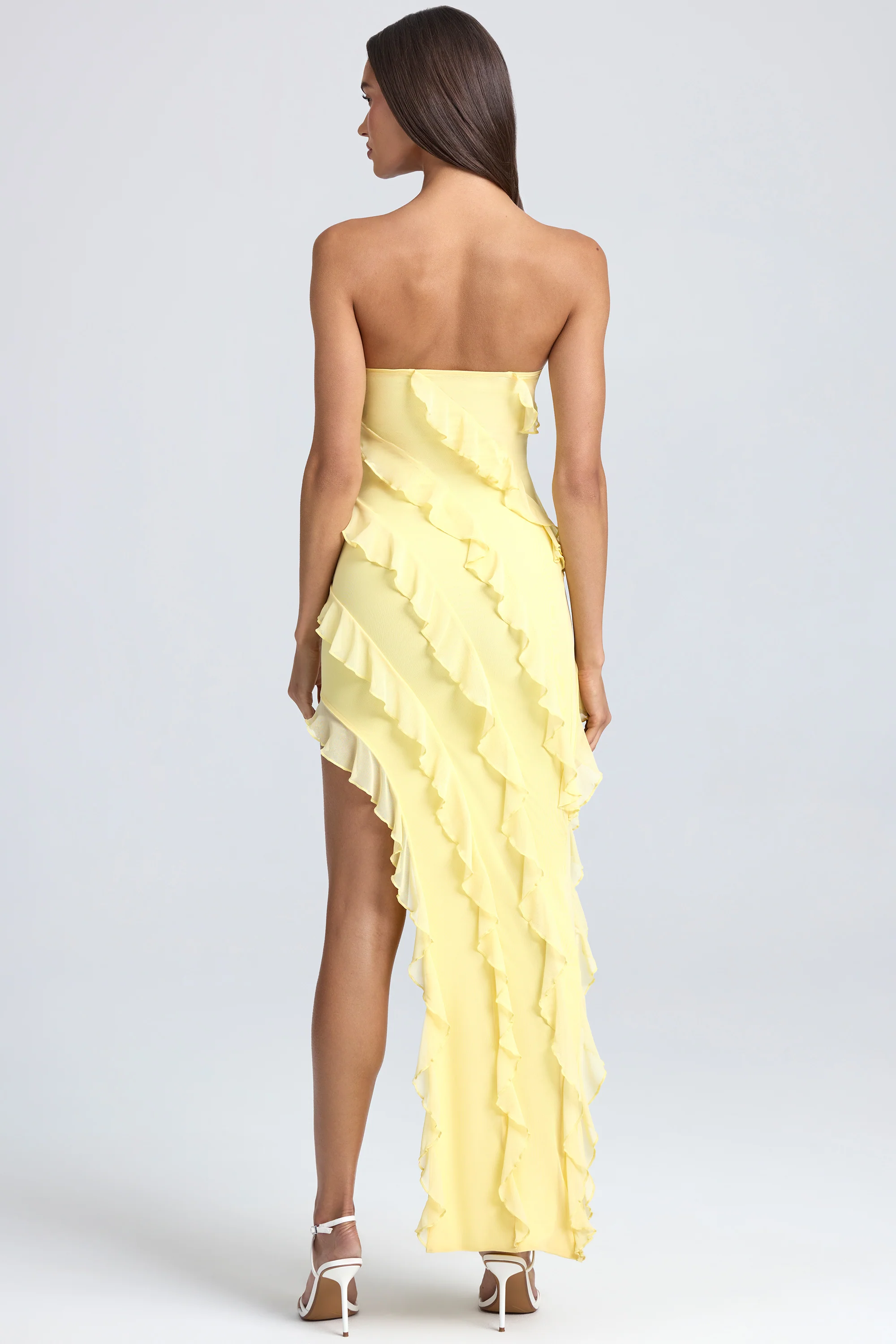Bandeau Ruffle-Trim Maxi Dress in Lemon Sherbet - Image 2