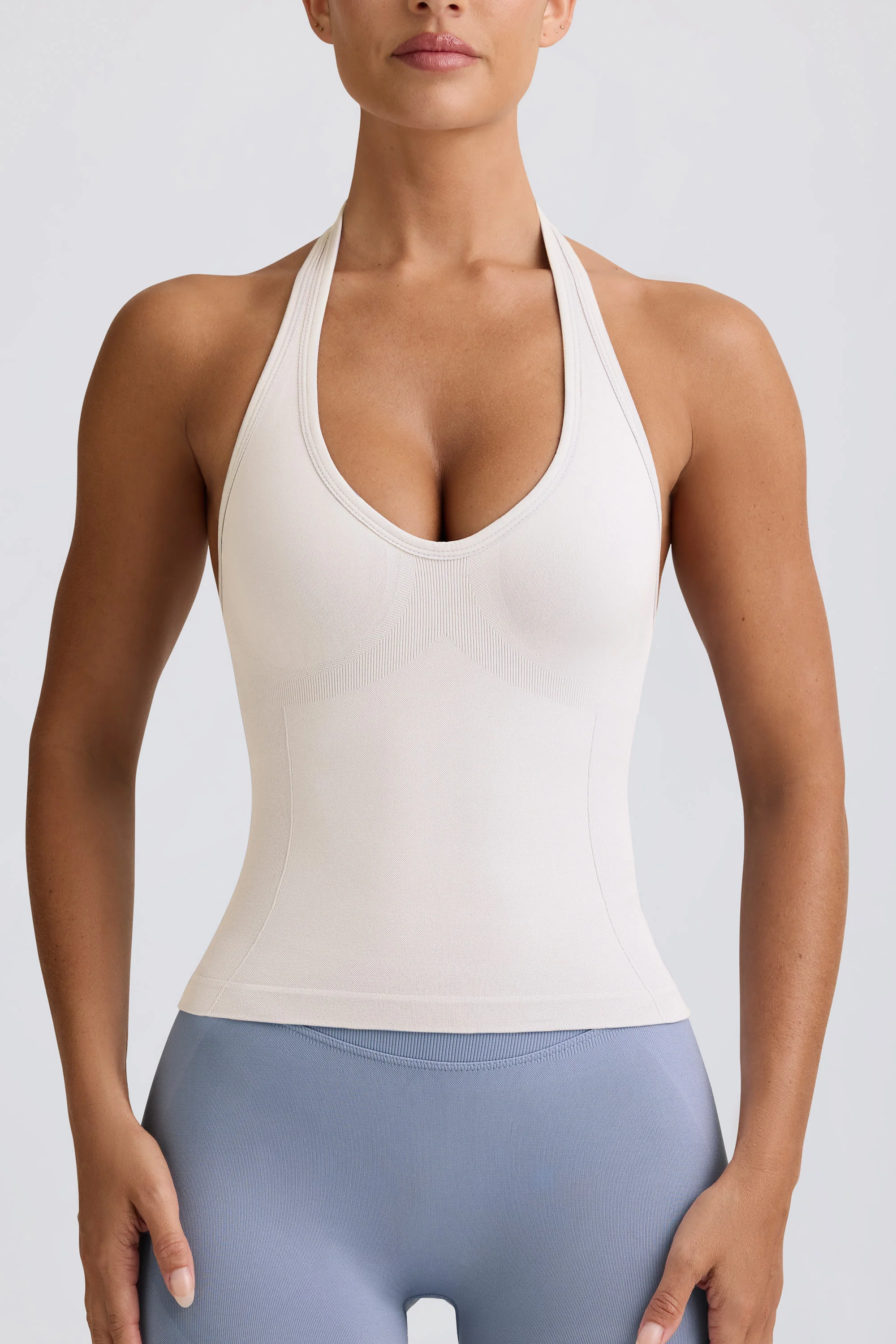 Define Luxe Halterneck Tank Top in White - Image 4
