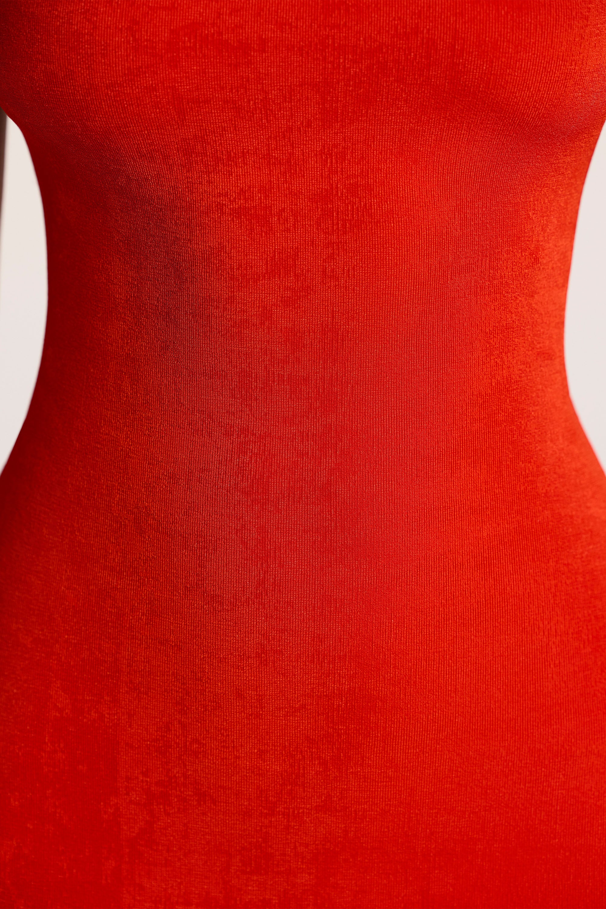 Textured Jersey Open Back Maxi Dress in Fiery Red - Image 4