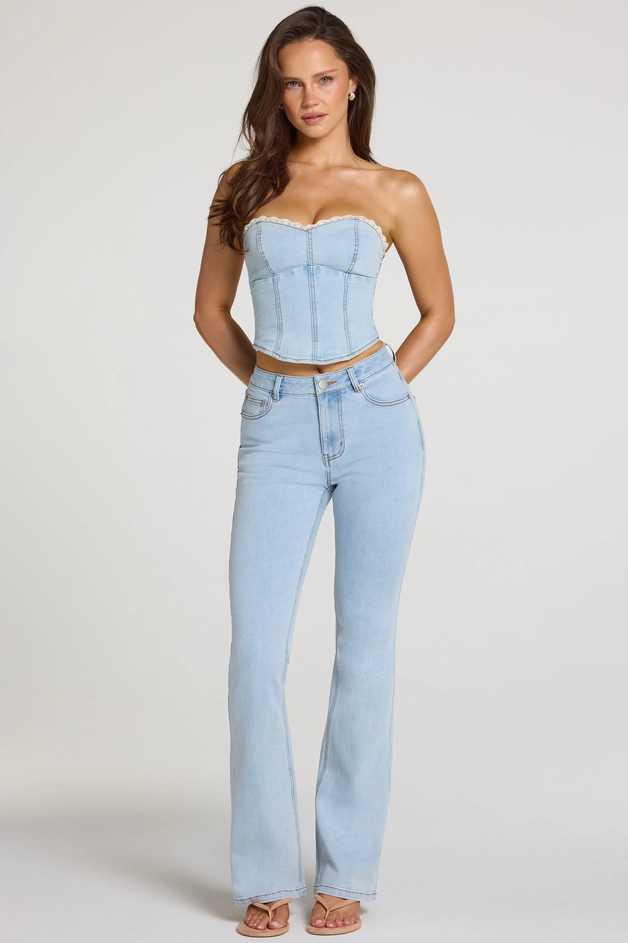 Mid-Rise Bootcut Jeans  in Light Denim