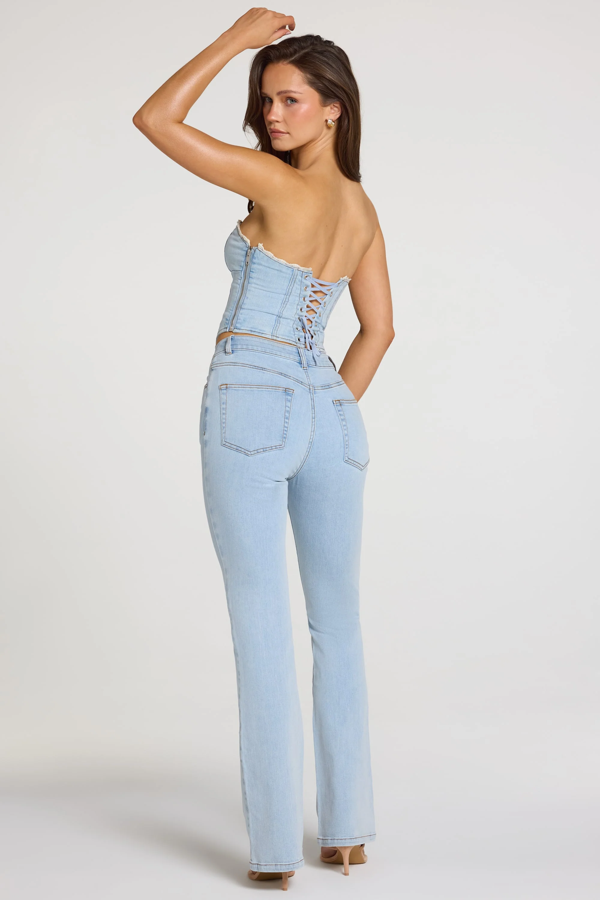 Mid-Rise Bootcut Jeans  in Light Denim - Image 2