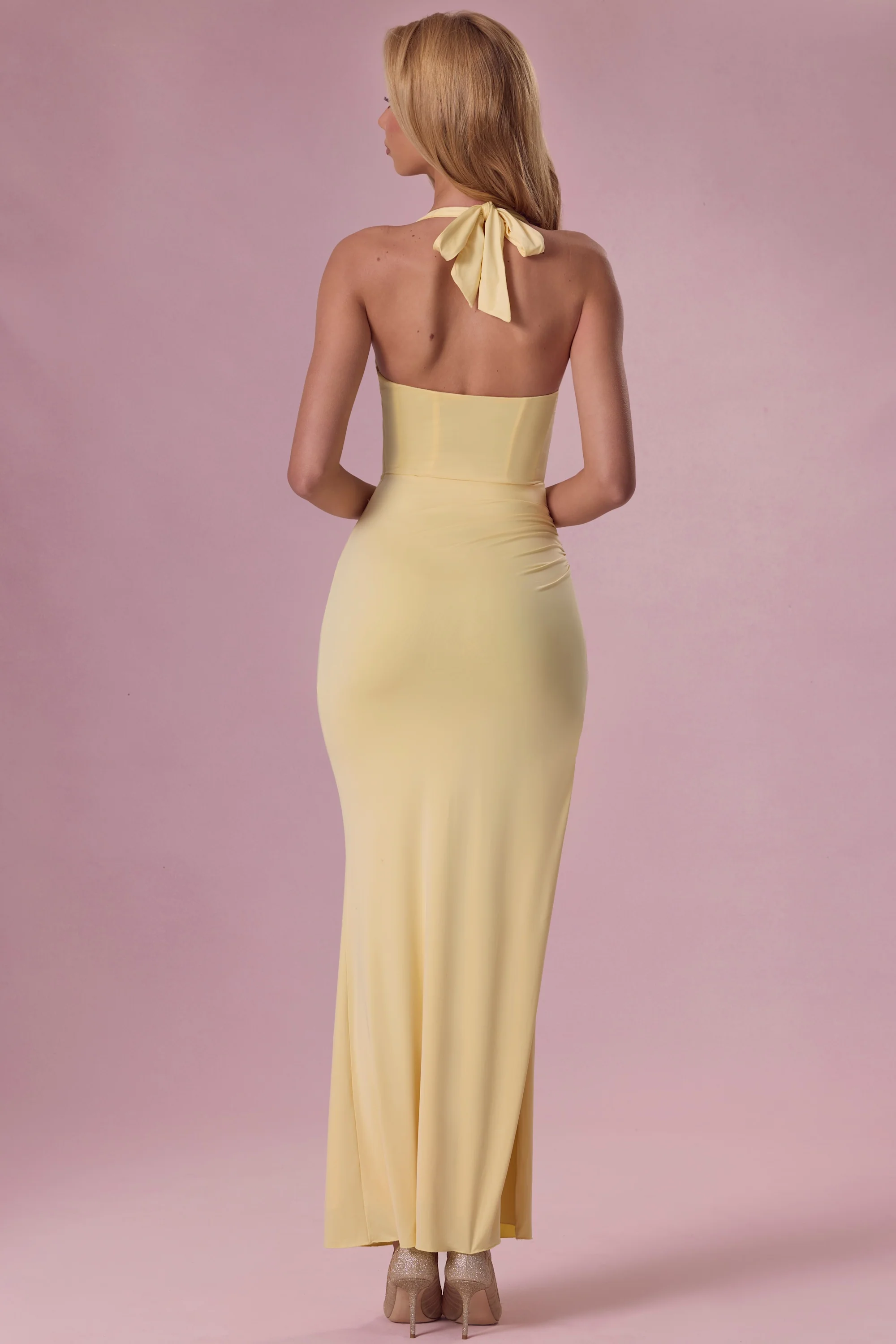 Jersey Corset Bridesmaid Dress in Butter Yellow - Image 2