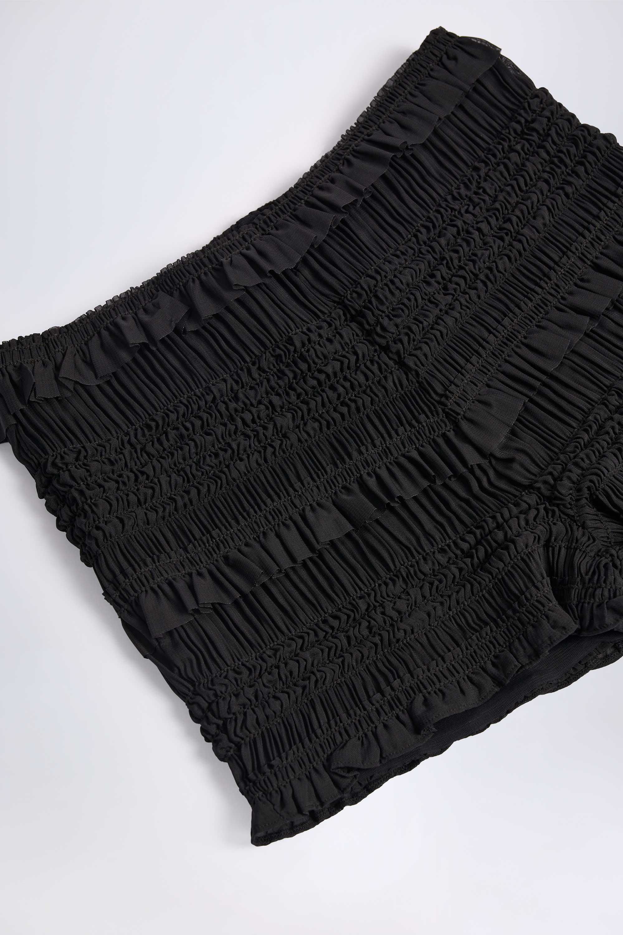 Ruffled Mid-Rise Shorts in Black - Image 5