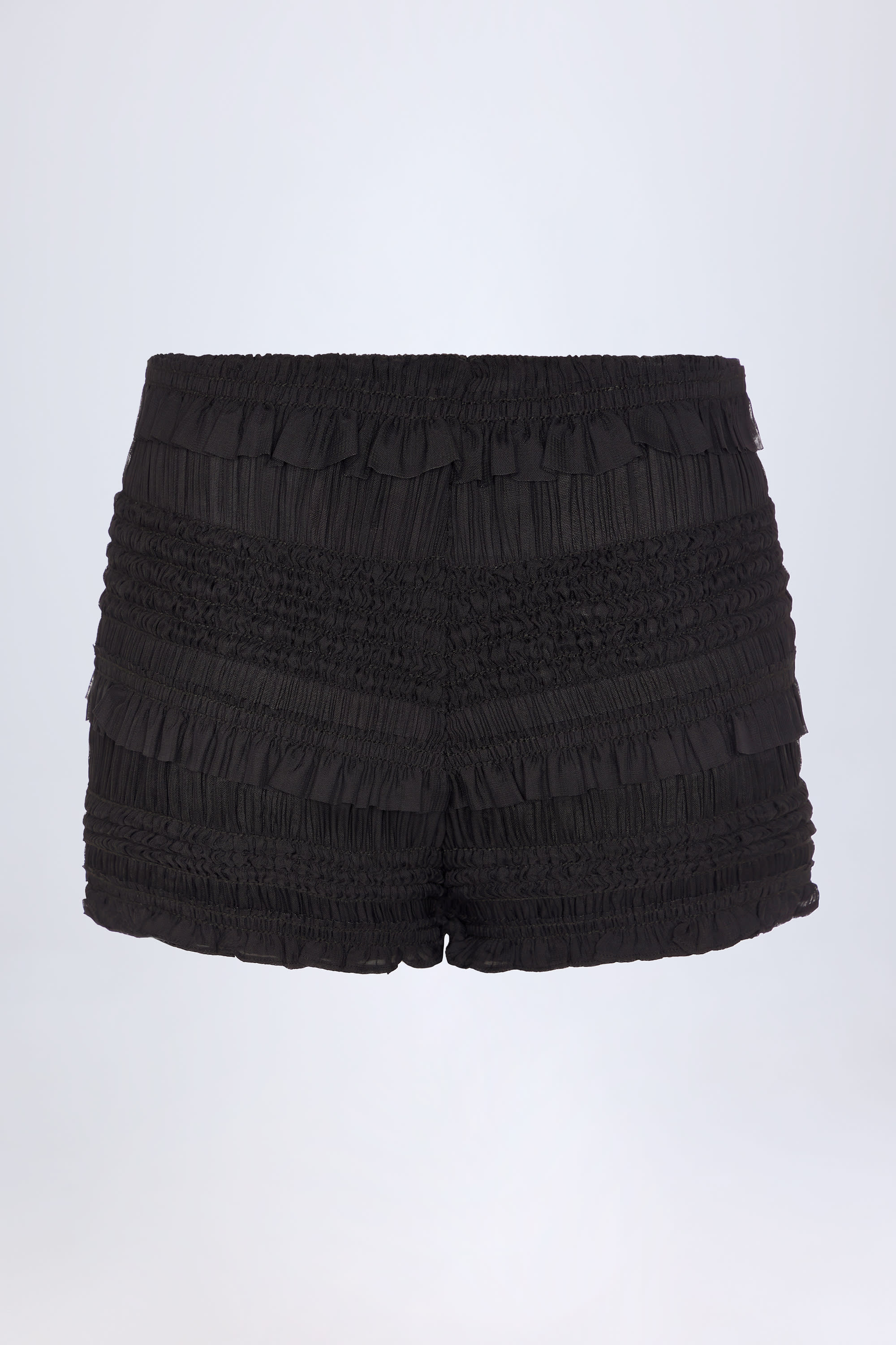 Ruffled Mid-Rise Shorts in Black - Image 6