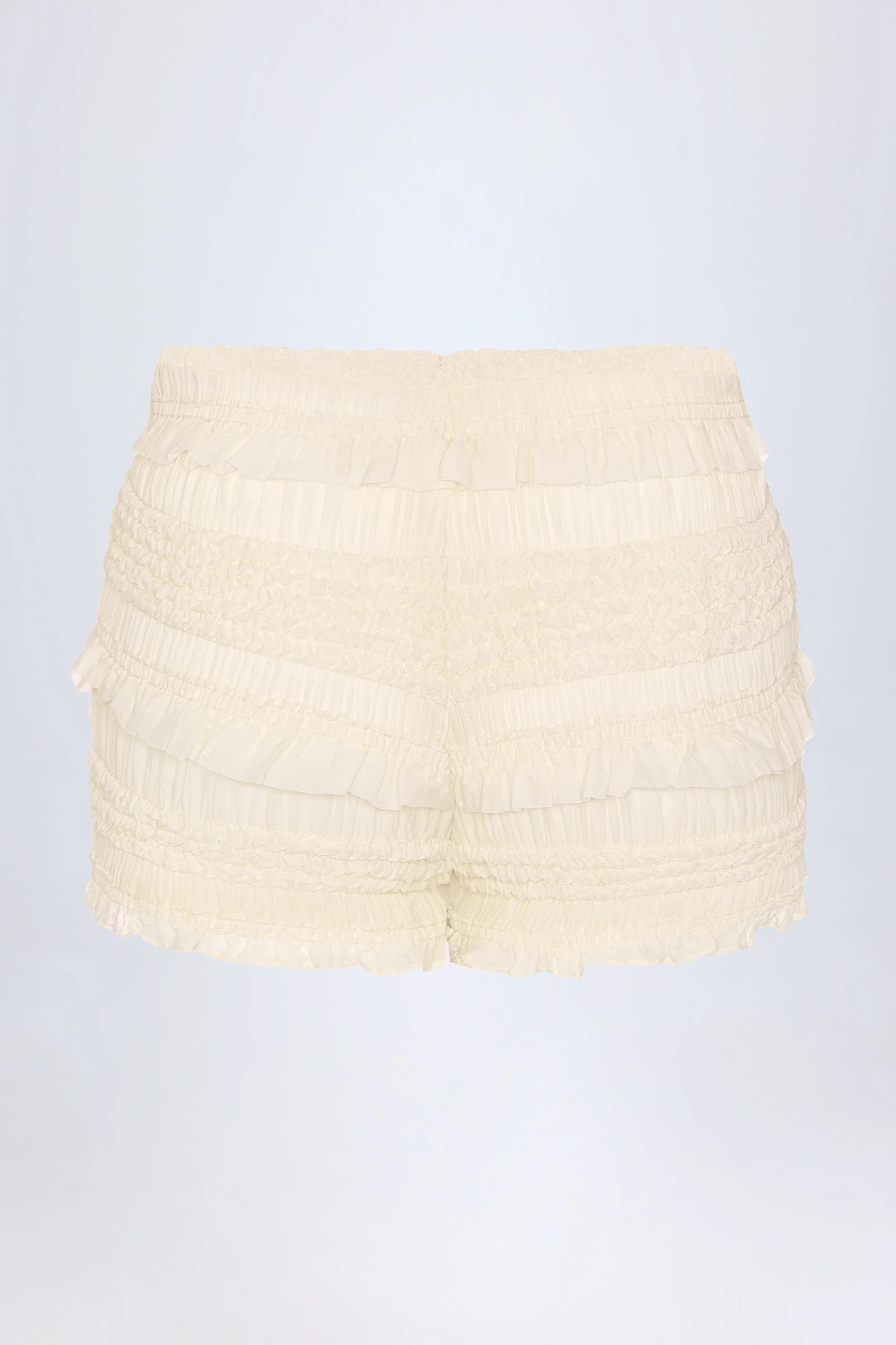 Ruffled Mid-Rise Shorts in Ivory - Image 5