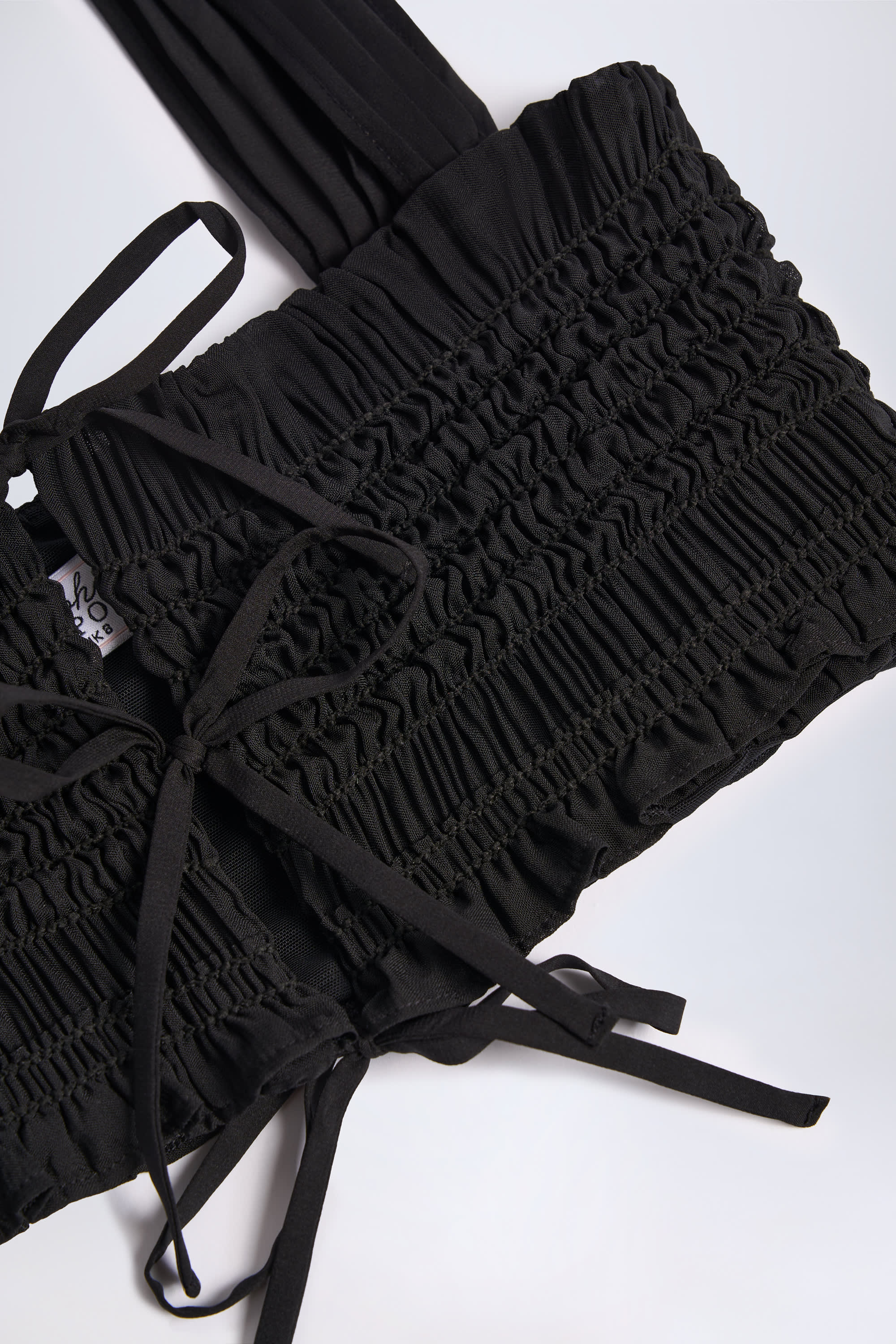 Ruffled Tie-Front Crop Top in Black - Image 4