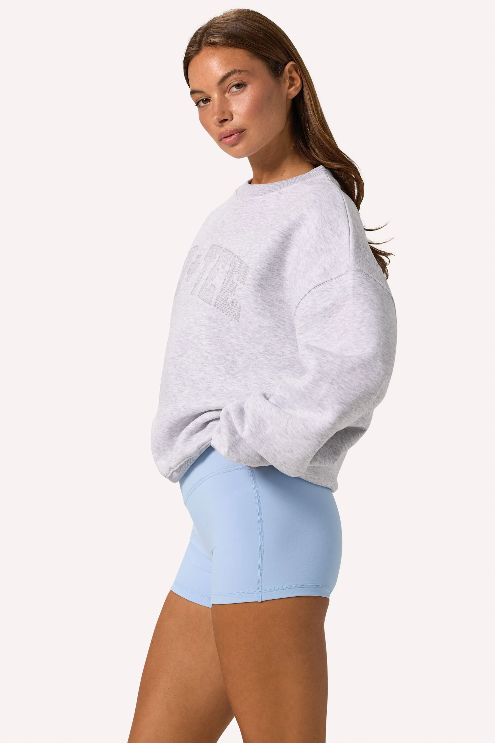Oversized Crew-Neck Jumper in Grey Marl - Image 3