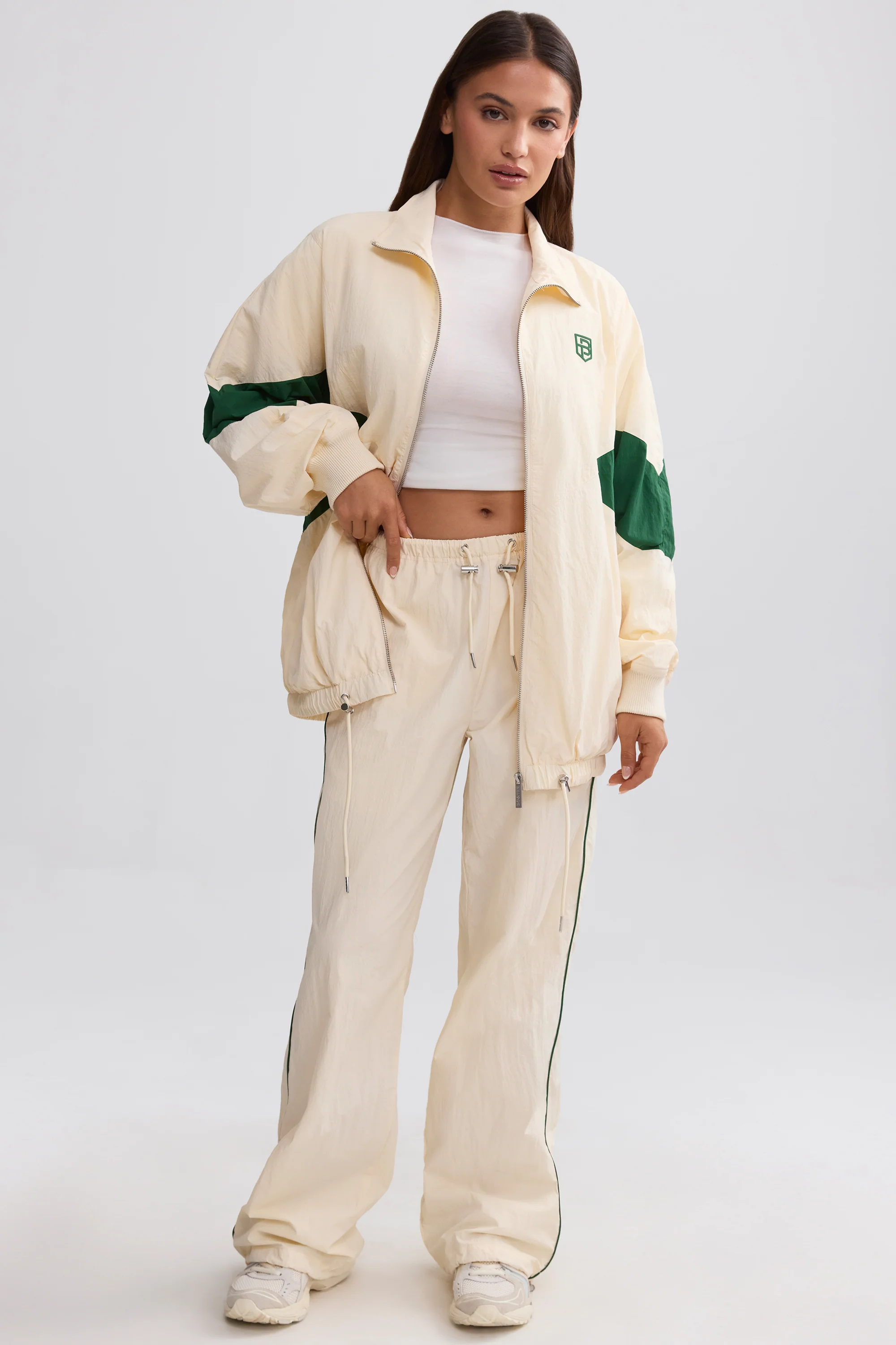 Oversized Colourblock Track Jacket in Marble - Image 7
