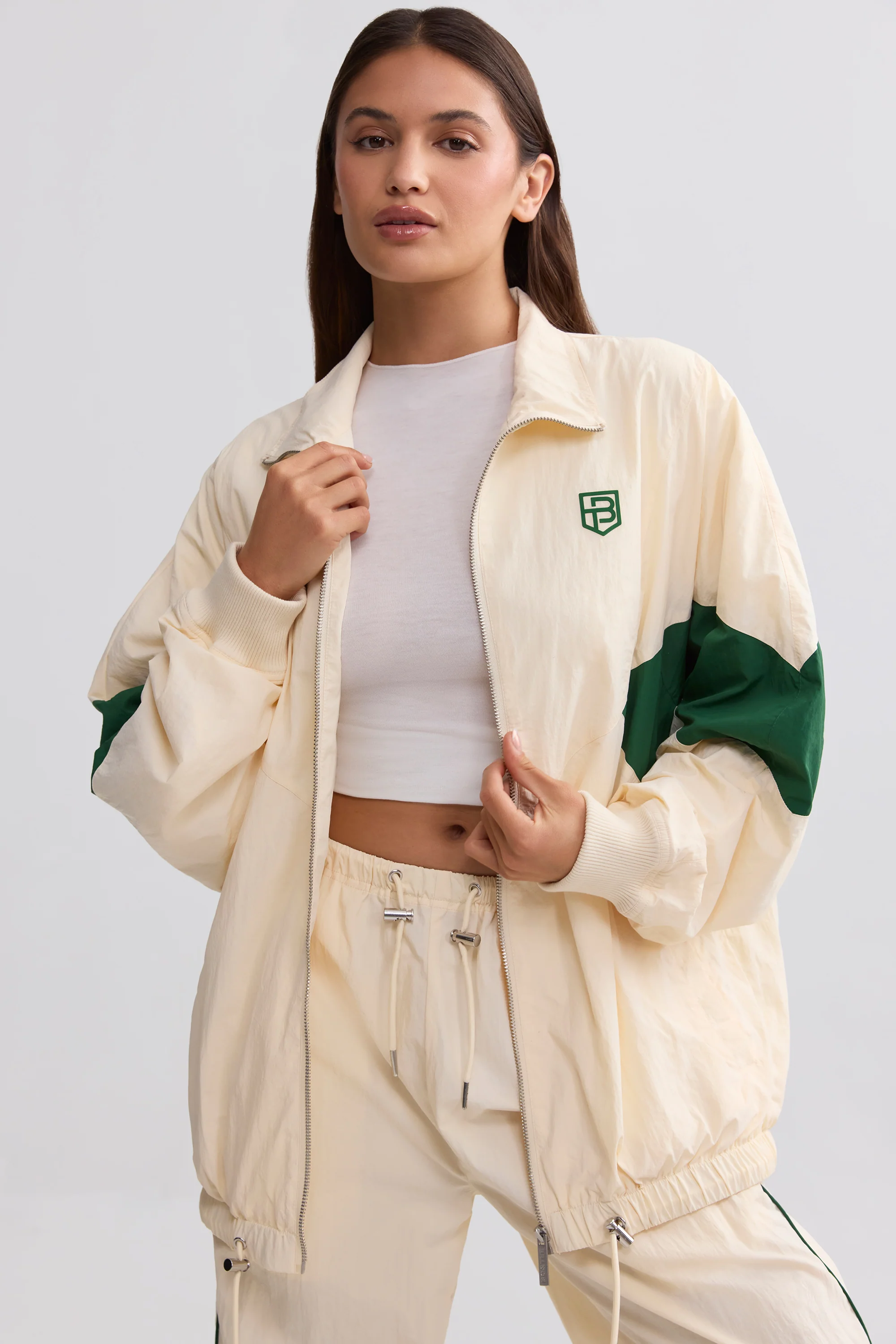 Oversized Colourblock Track Jacket in Marble - Image 9