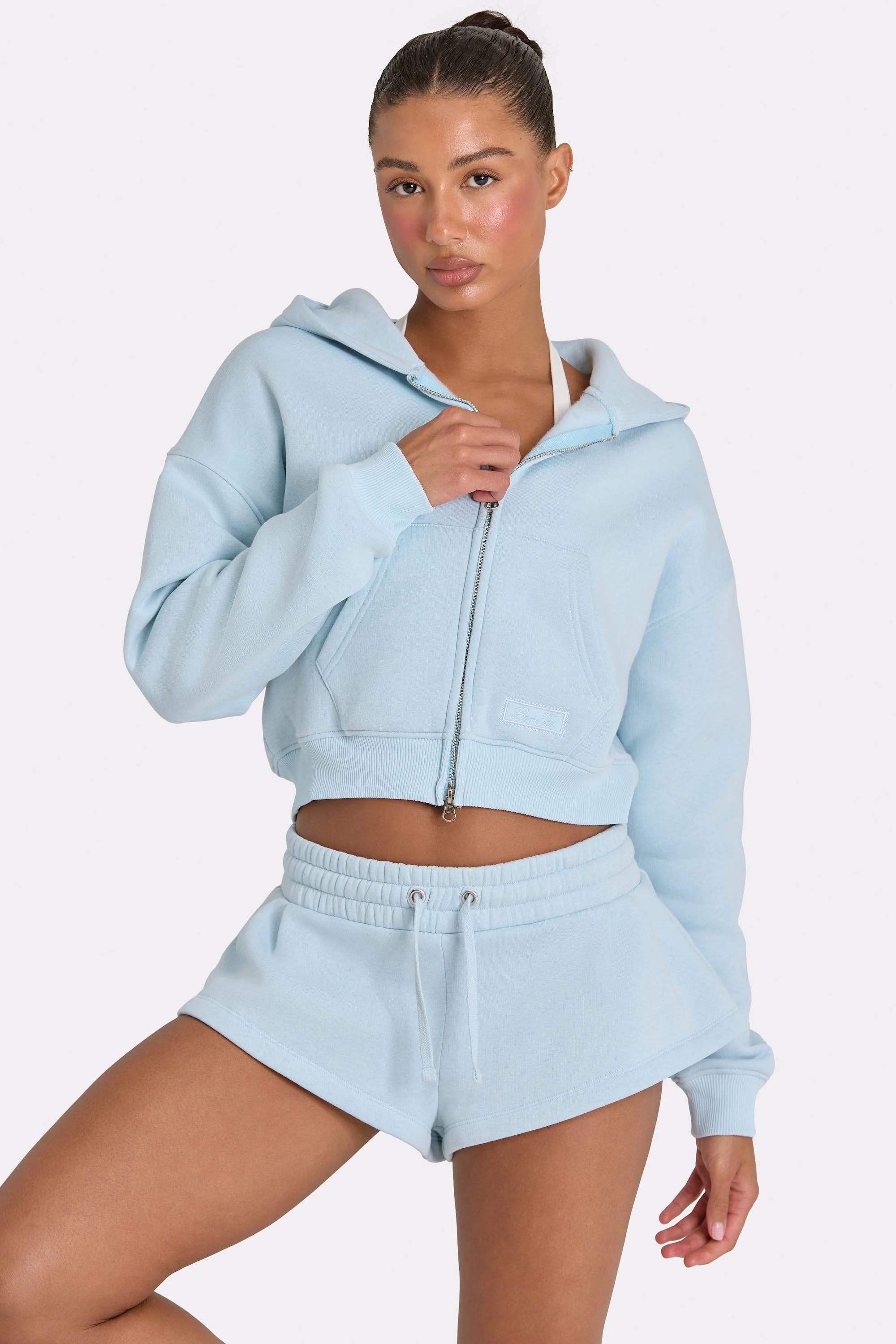 Oversized Zip-Up Hoodie  in Powder Blue - Image 5