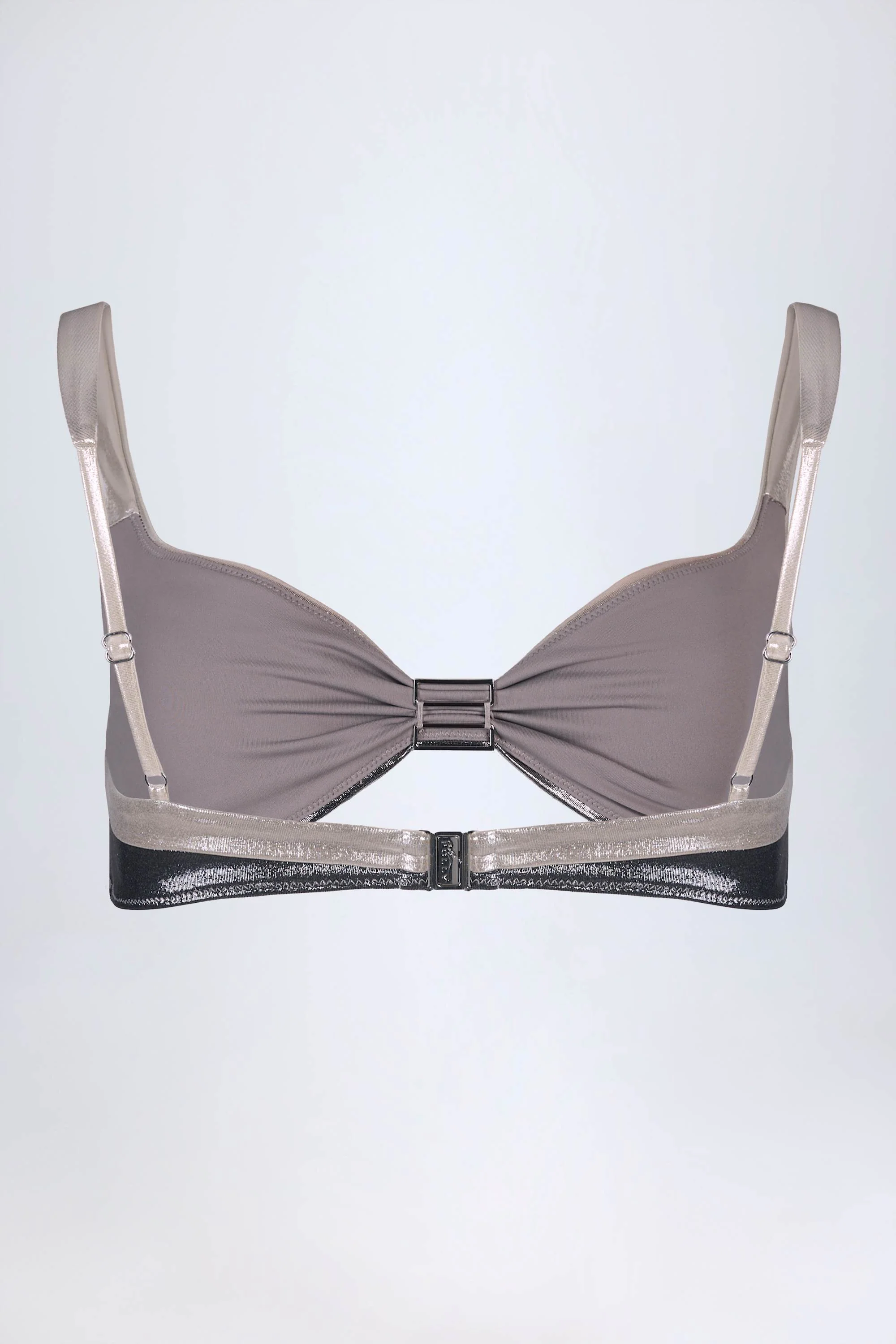 Ruched Bikini Top in Silver Chrome - Image 5