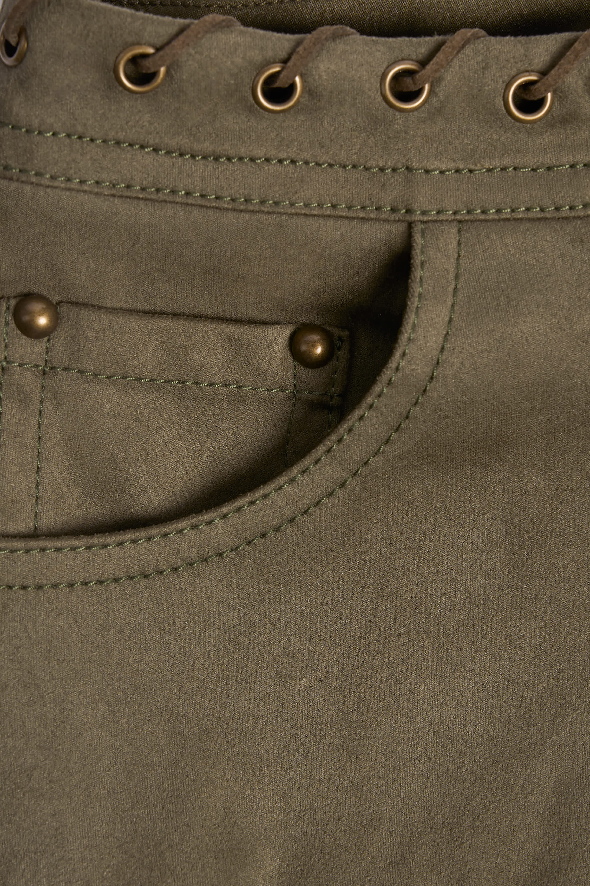 Lace-Up Mid-Rise Shorts in Dark Khaki - Image 5