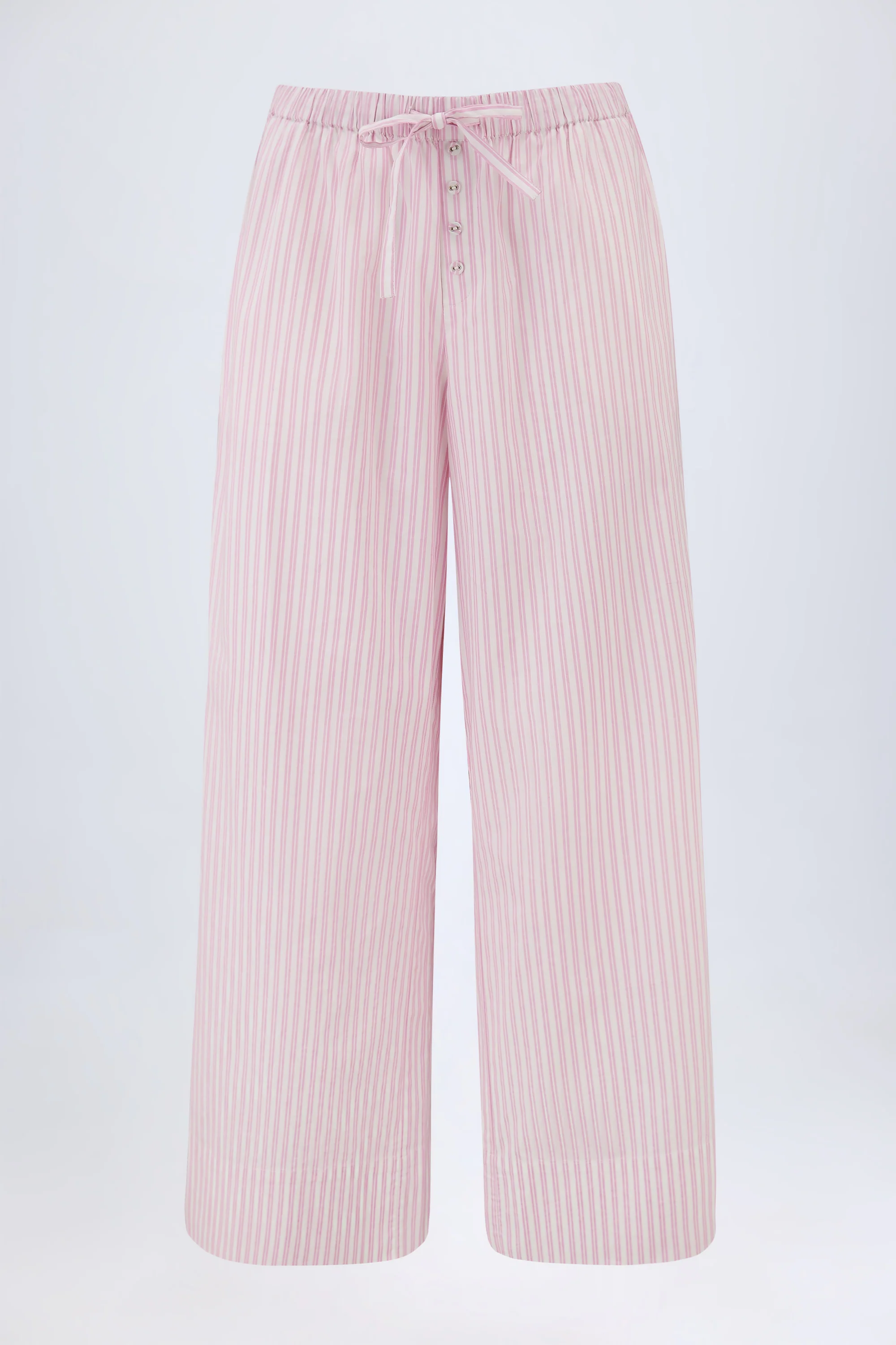 Wide-Leg Cotton-Poplin Trousers in Pink Stripe - Image 2