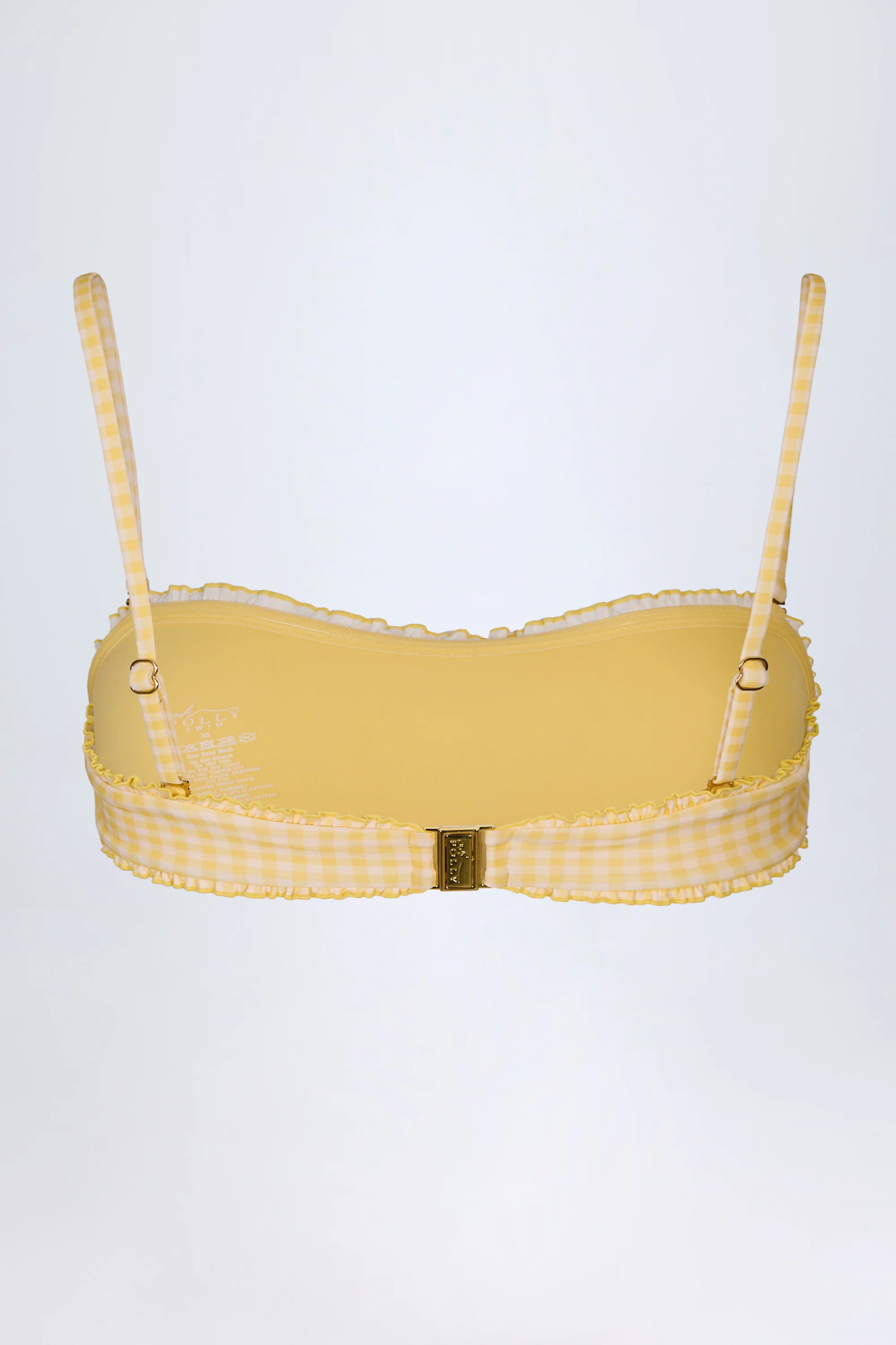 Ruffled Bandeau Bikini Top in Yellow Gingham - Image 4