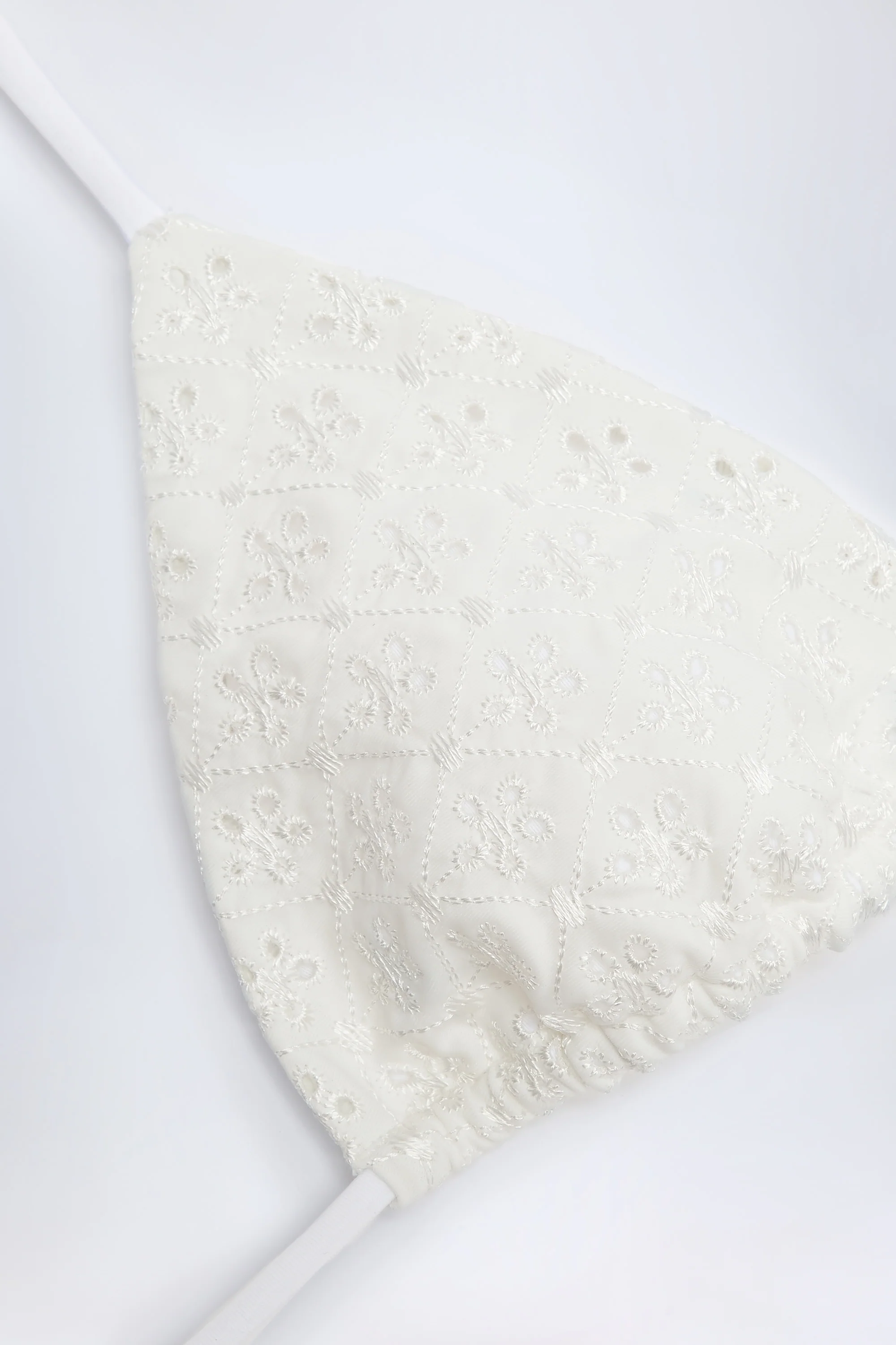 Broderie Anglaise Triangle Bikini Top in White - Image 4