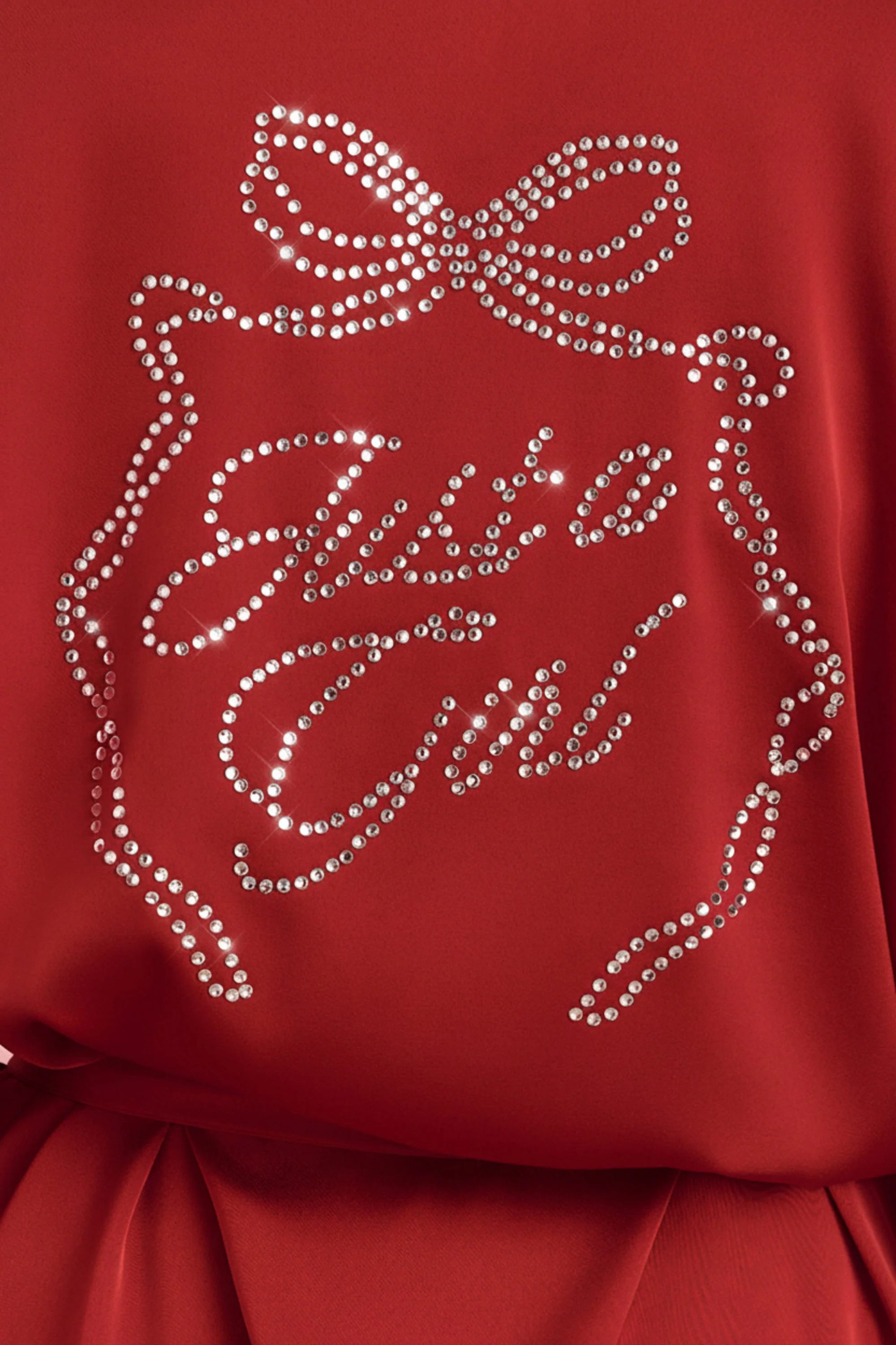 Embellished Loose-Fit Wrap-Over Robe in Ruby Red - Image 4
