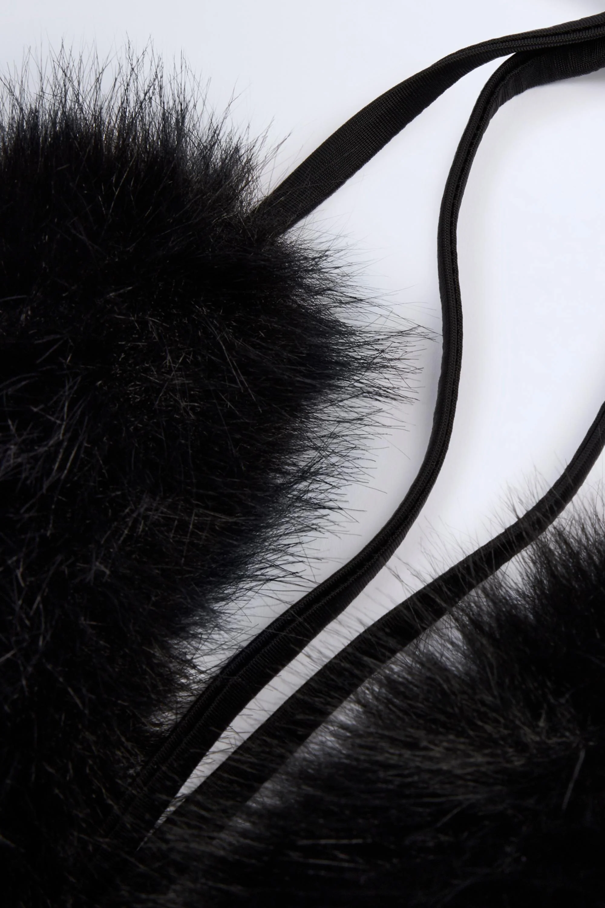 Faux Fur Triangle Bralette in Black - Image 5