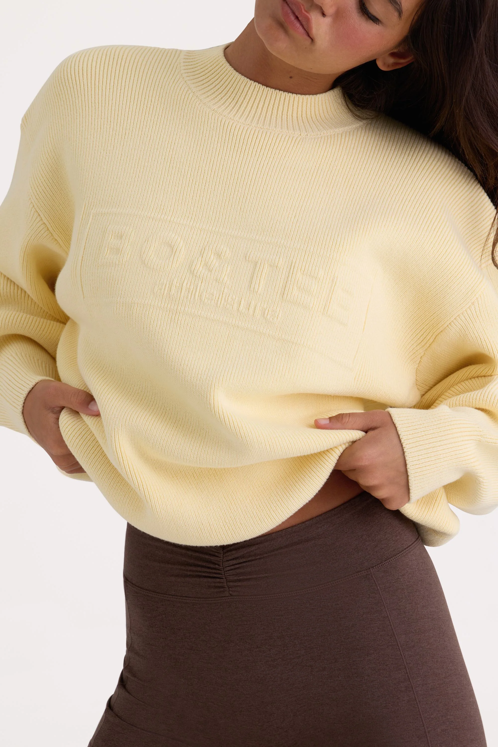 Ribbed Knit Oversized Jumper in Lemon - Image 3