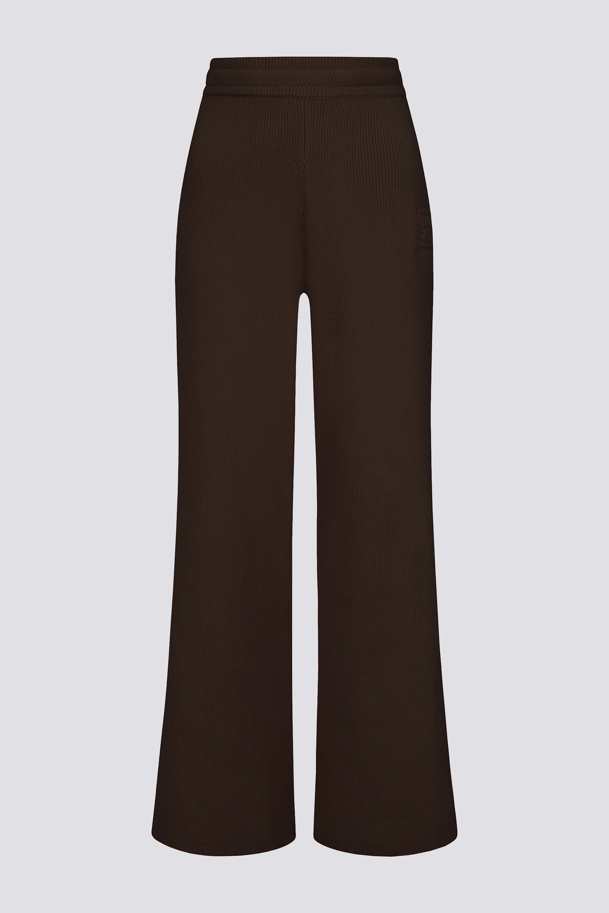 Ribbed Knit Wide-Leg Joggers in Pecan - Image 3