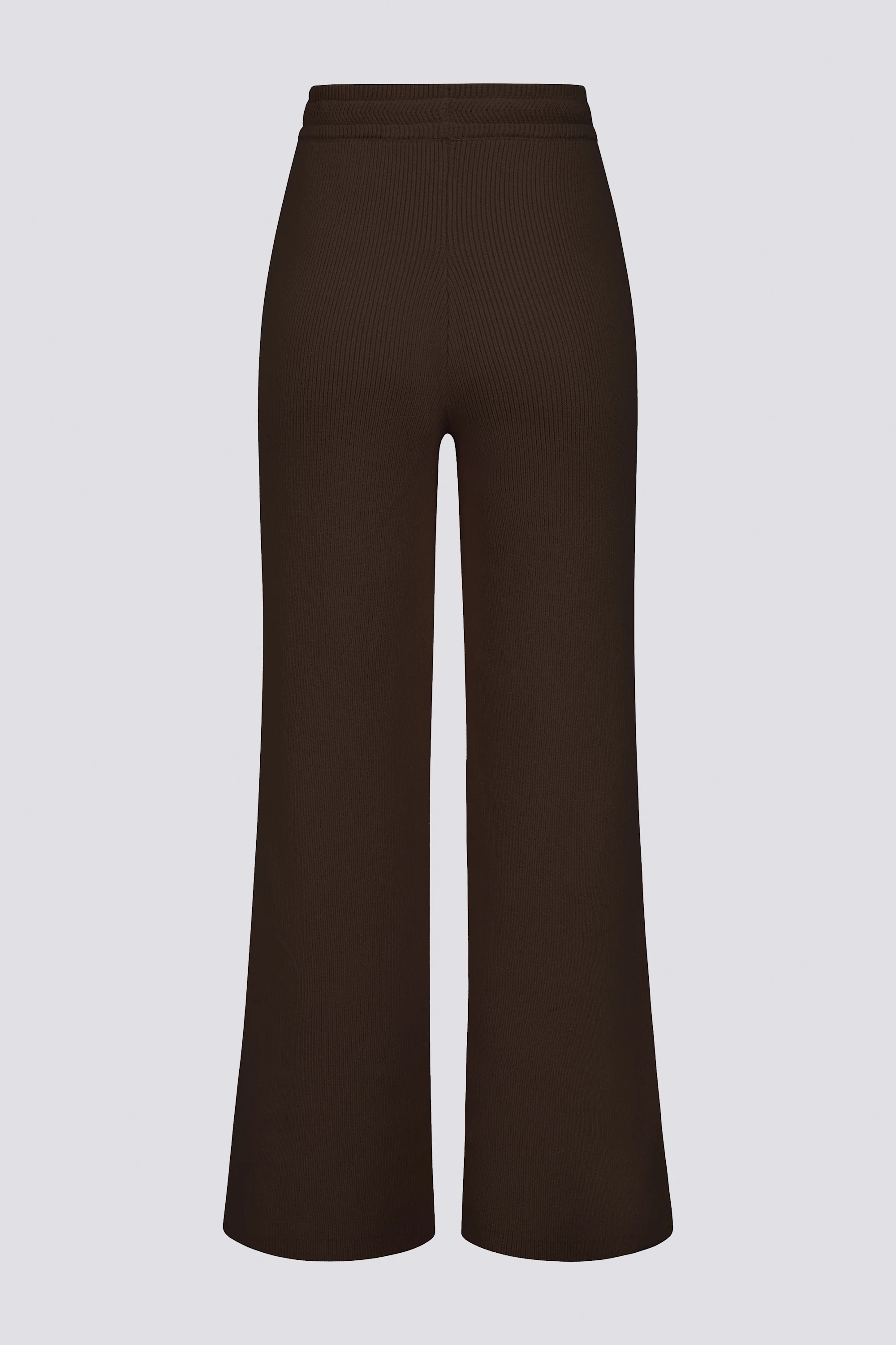 Ribbed Knit Wide-Leg Joggers in Pecan - Image 4