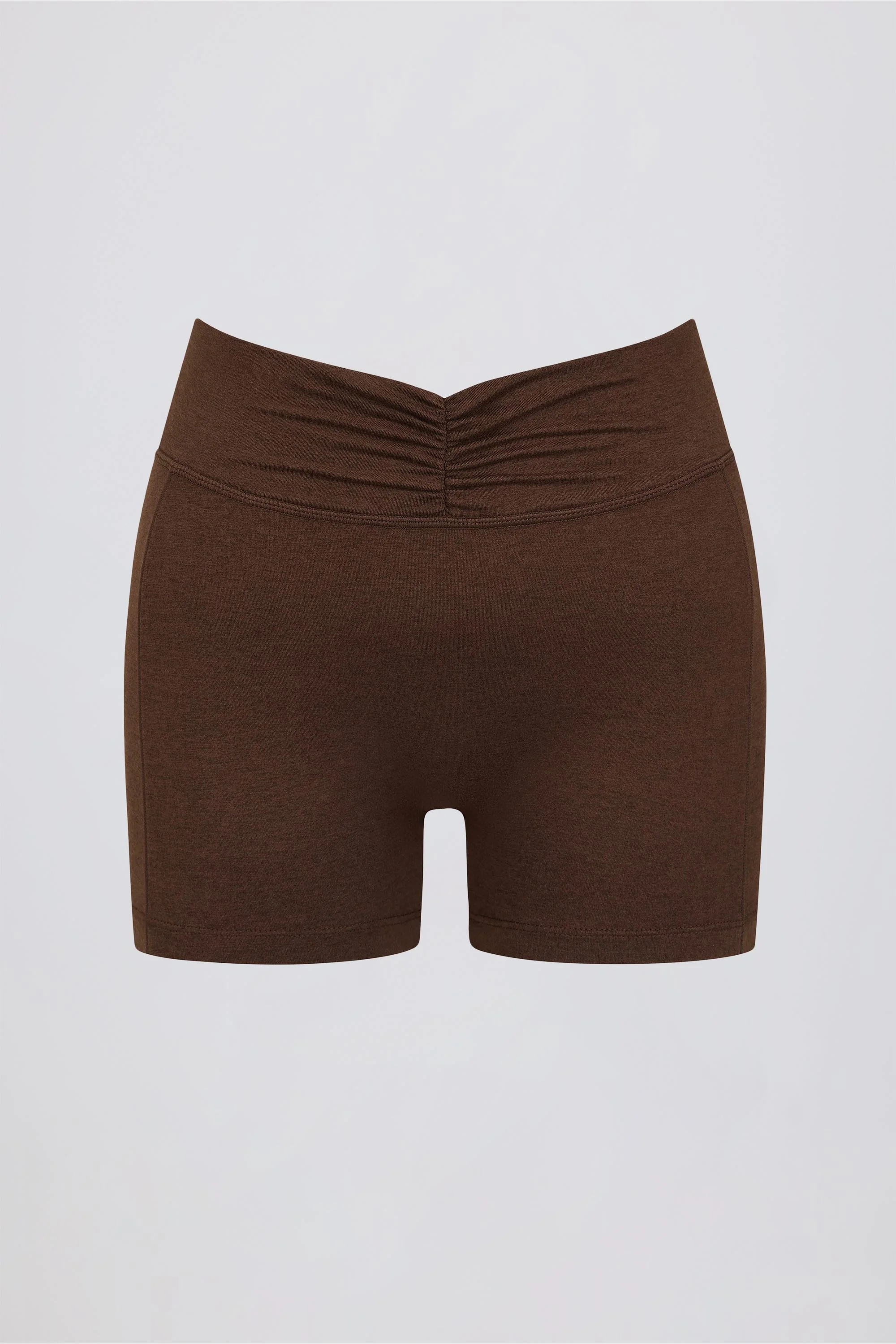 Ruched Mini Shorts in Pecan Marl - Image 6