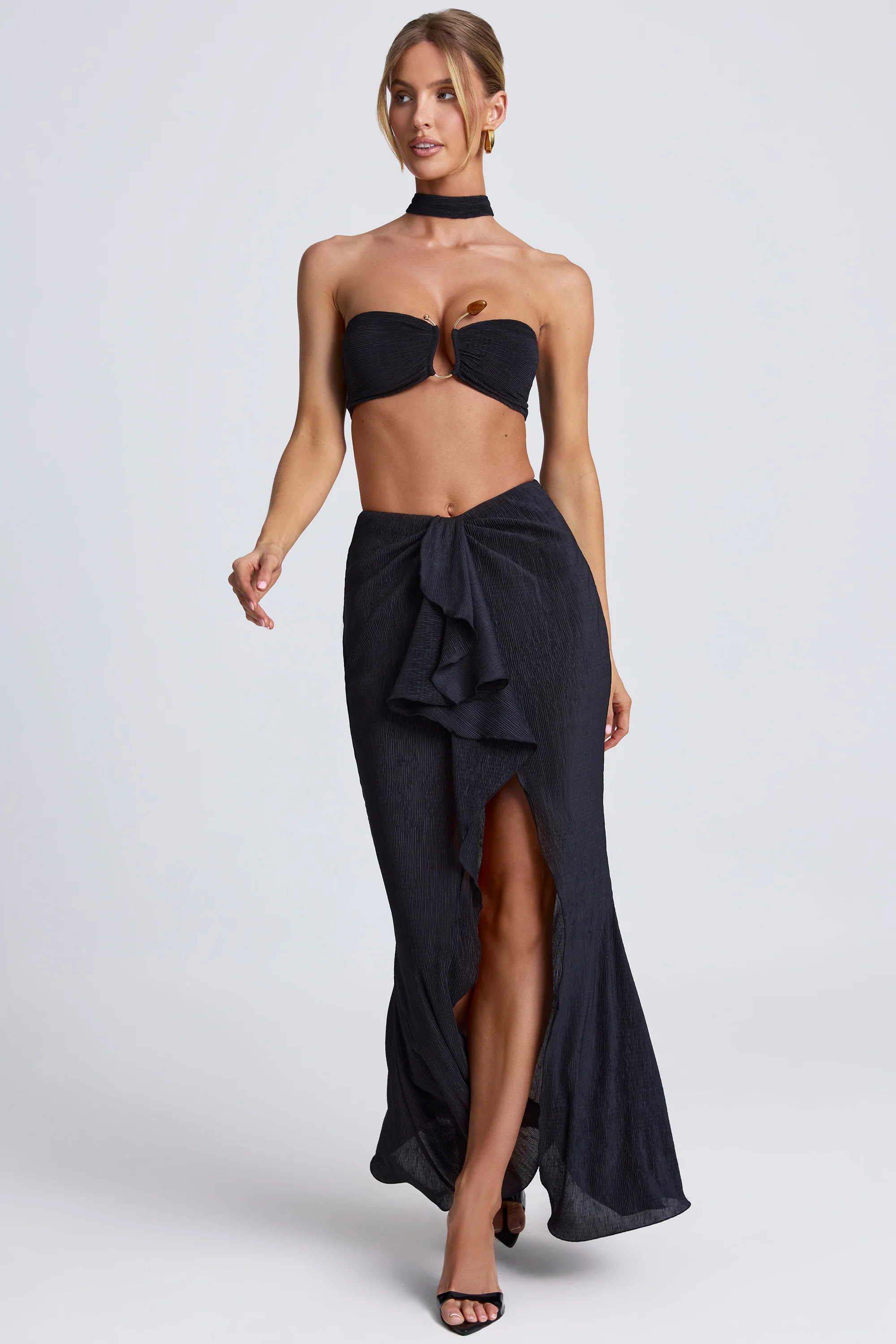 Ruffle-Trim Maxi Skirt in Black - Image 4