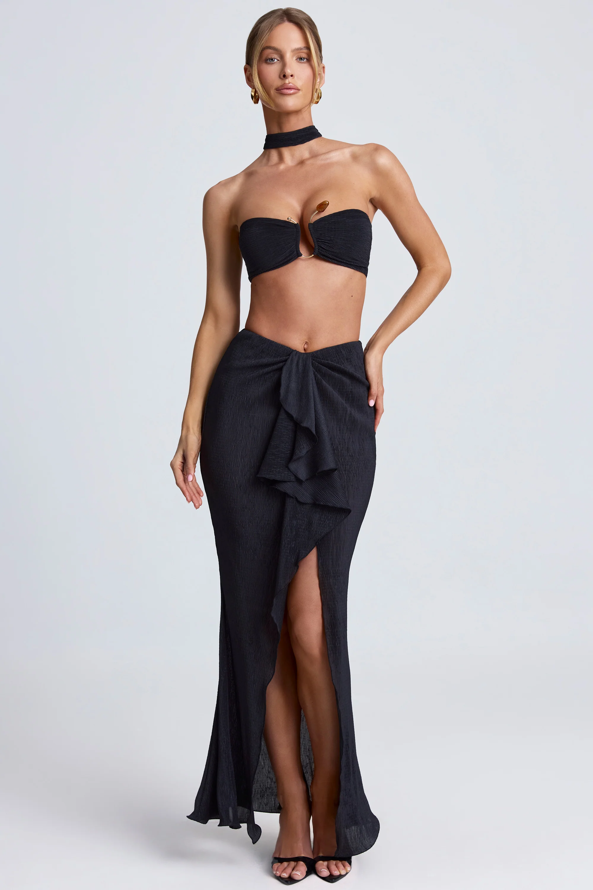 Ruffle-Trim Maxi Skirt in Black - Image 5